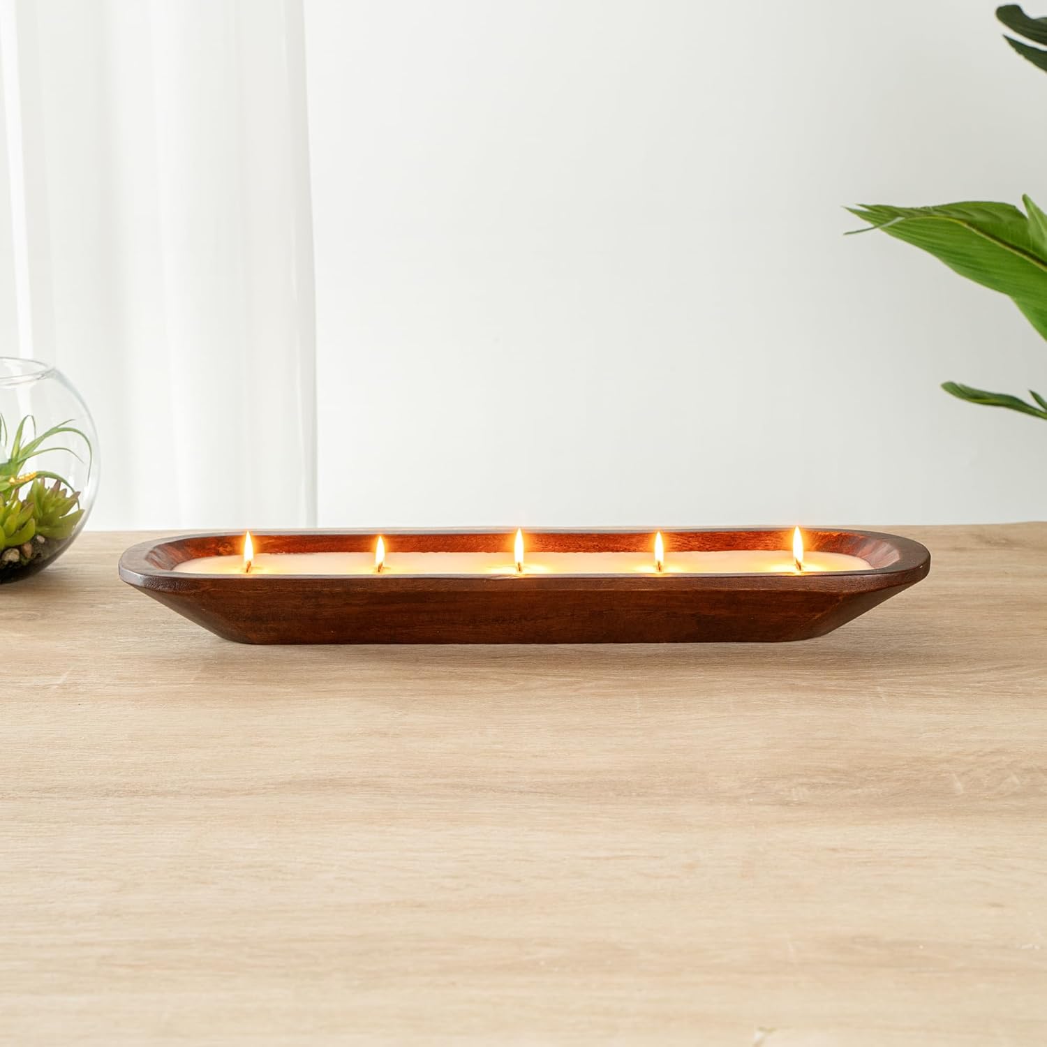 Coco Casa Wood Dough Bowl Candles with Wooden Wick