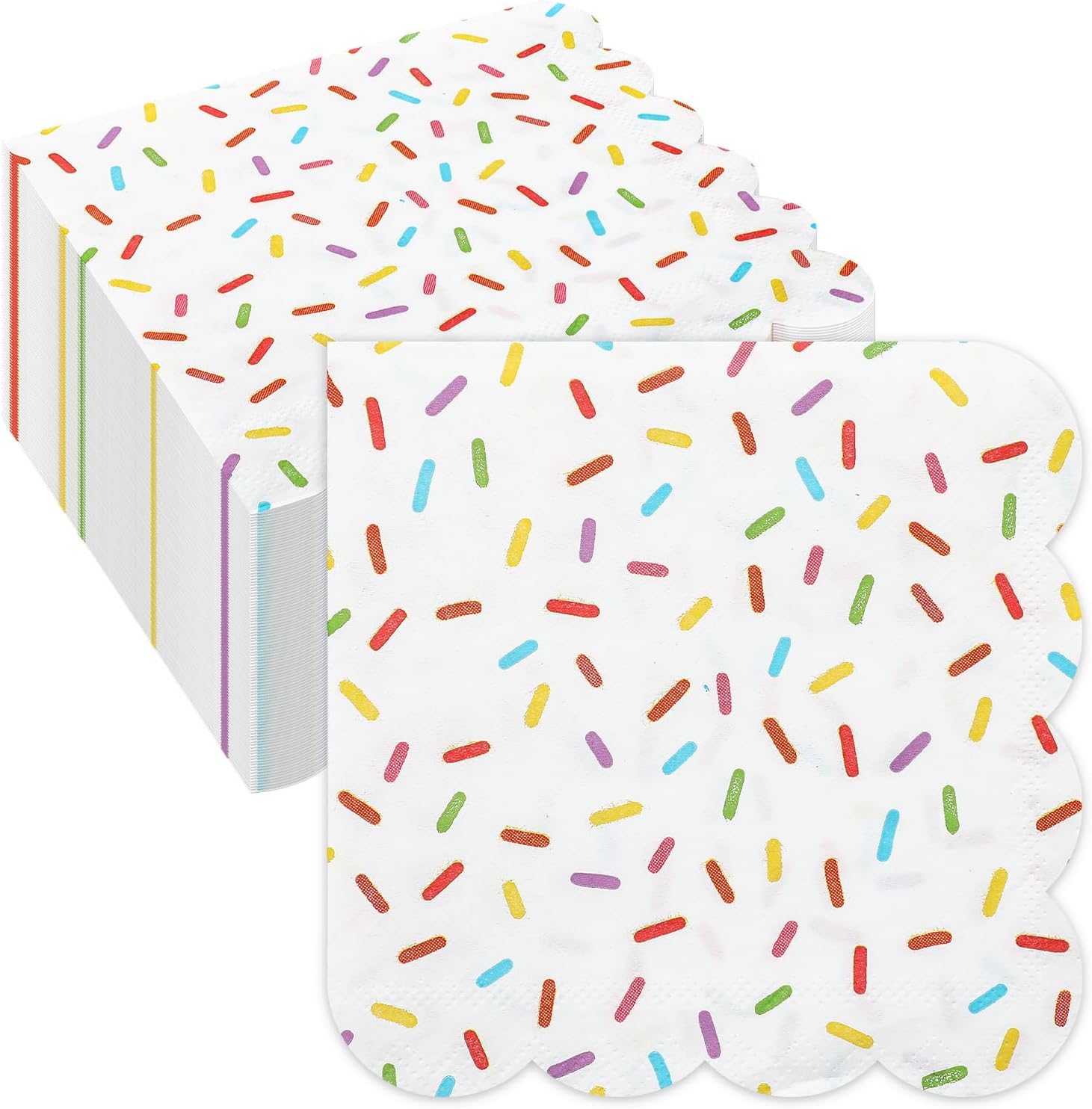 Crtiin 100 Pcs Scalloped Donut Napkins Party Supplies White