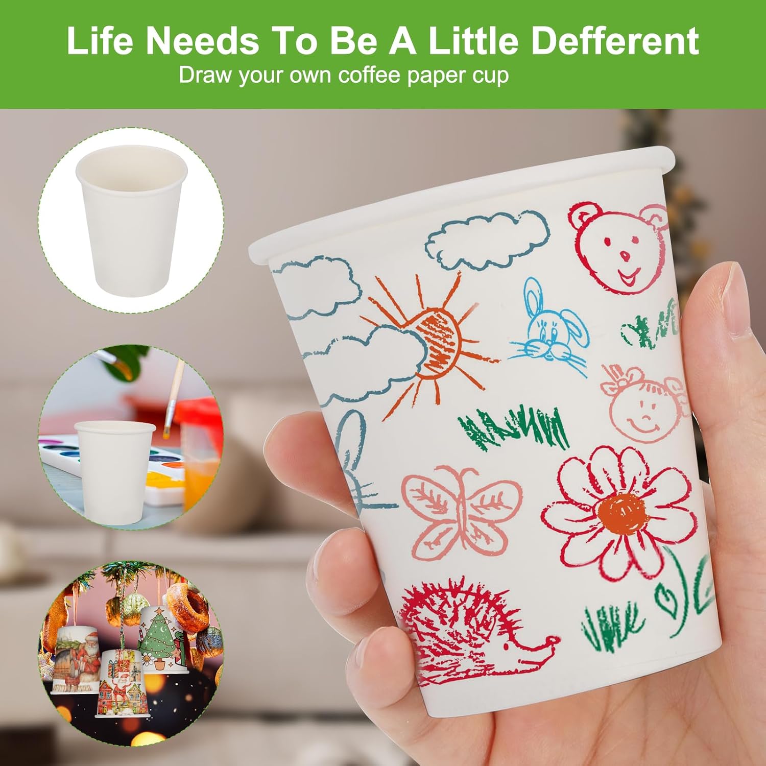 120 Pack 8 Oz Paper Cups for Coffee Juice Tea Parties Travel