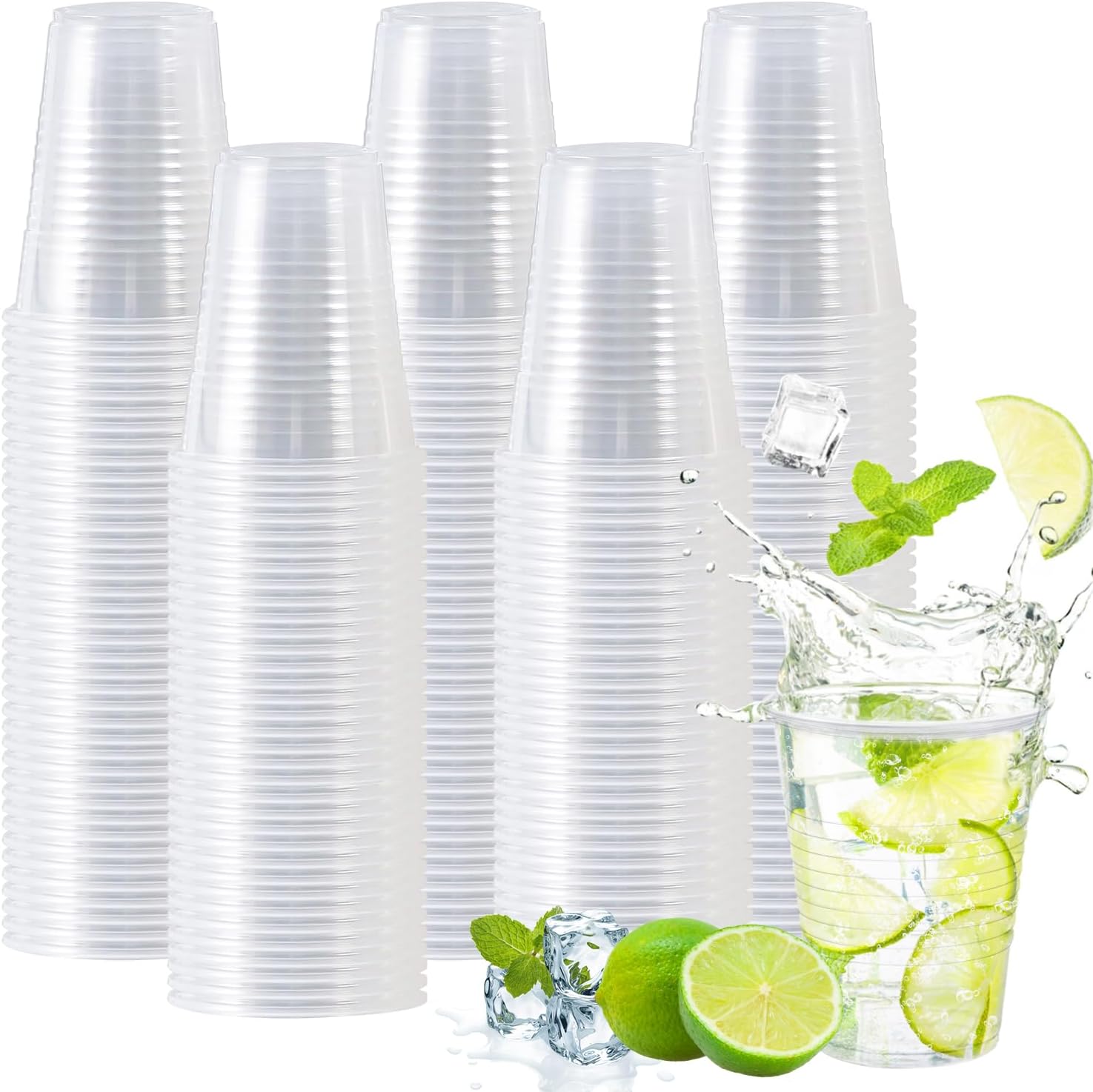 12 Oz Clear Plastic Cups 300 Pack for Events