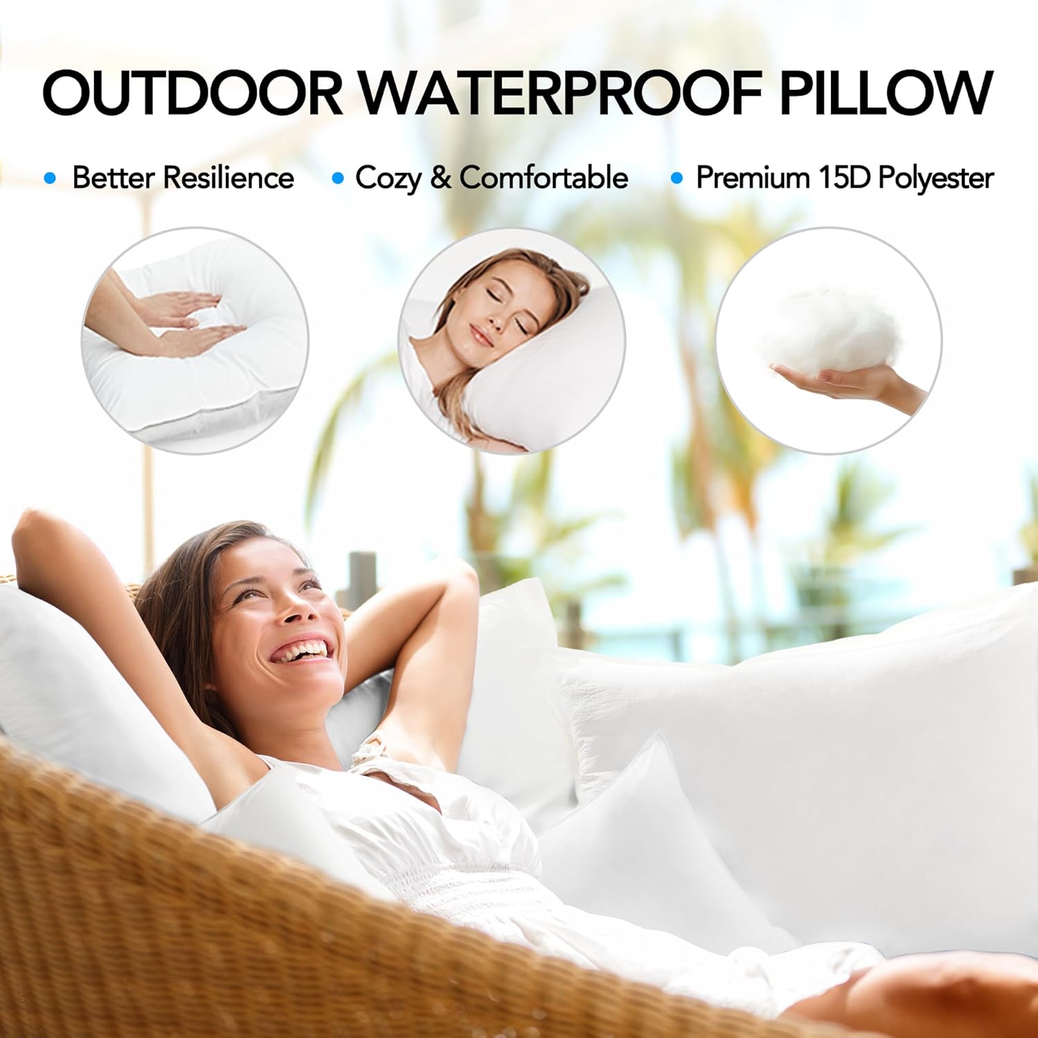 Deconovo Waterproof Outdoor Pillow Inserts Set of 2
