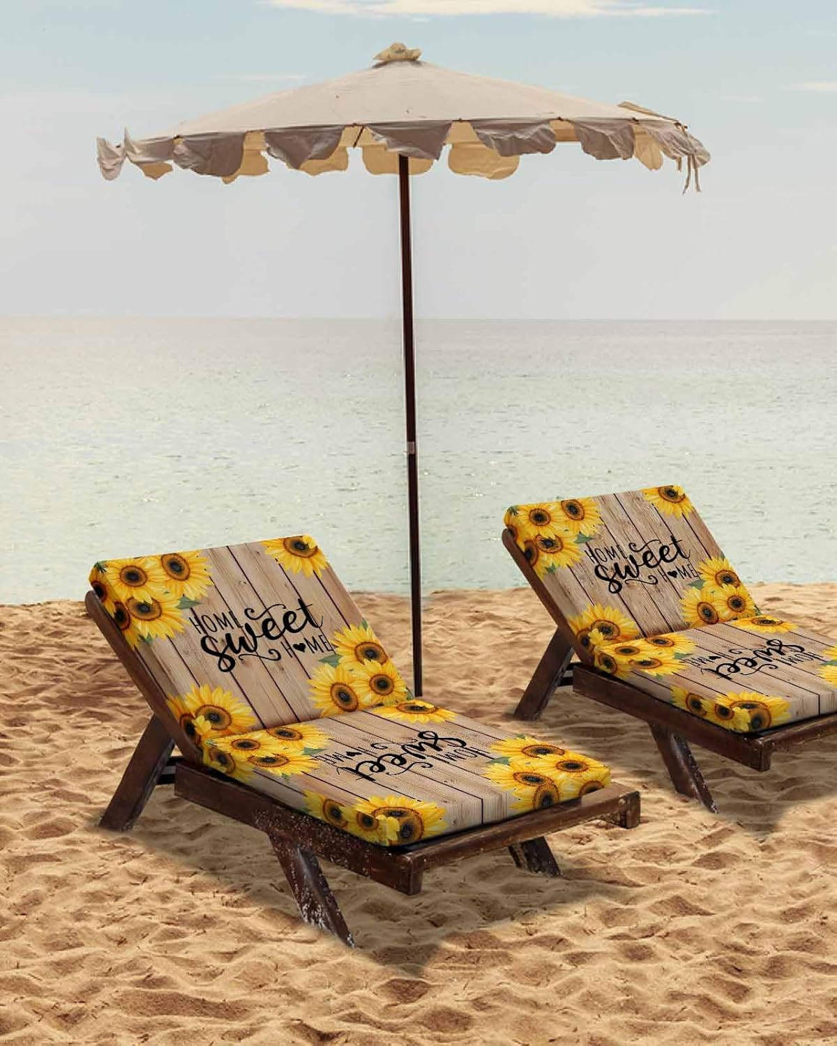 Shine-Home Sunflower 4 Pack Waterproof Chair Cushion Covers with Ties