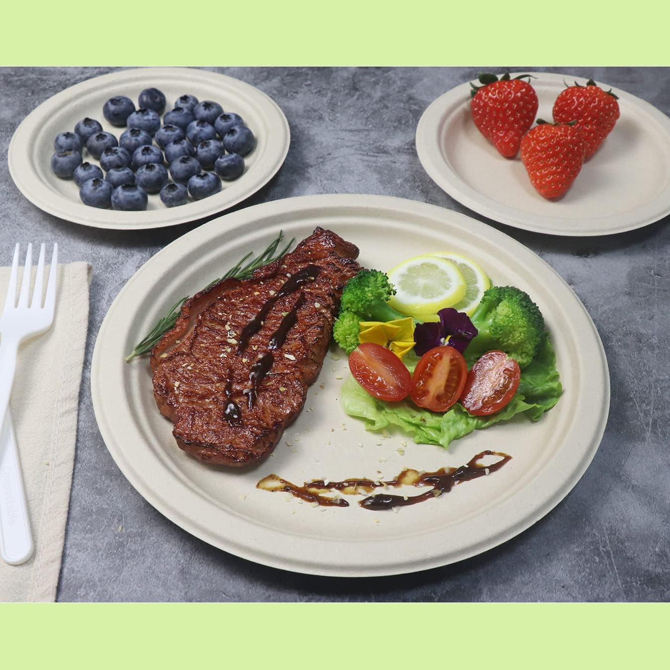 GreenWorks 7 and 9 Heavy-Duty Compostable Plates 100 Count