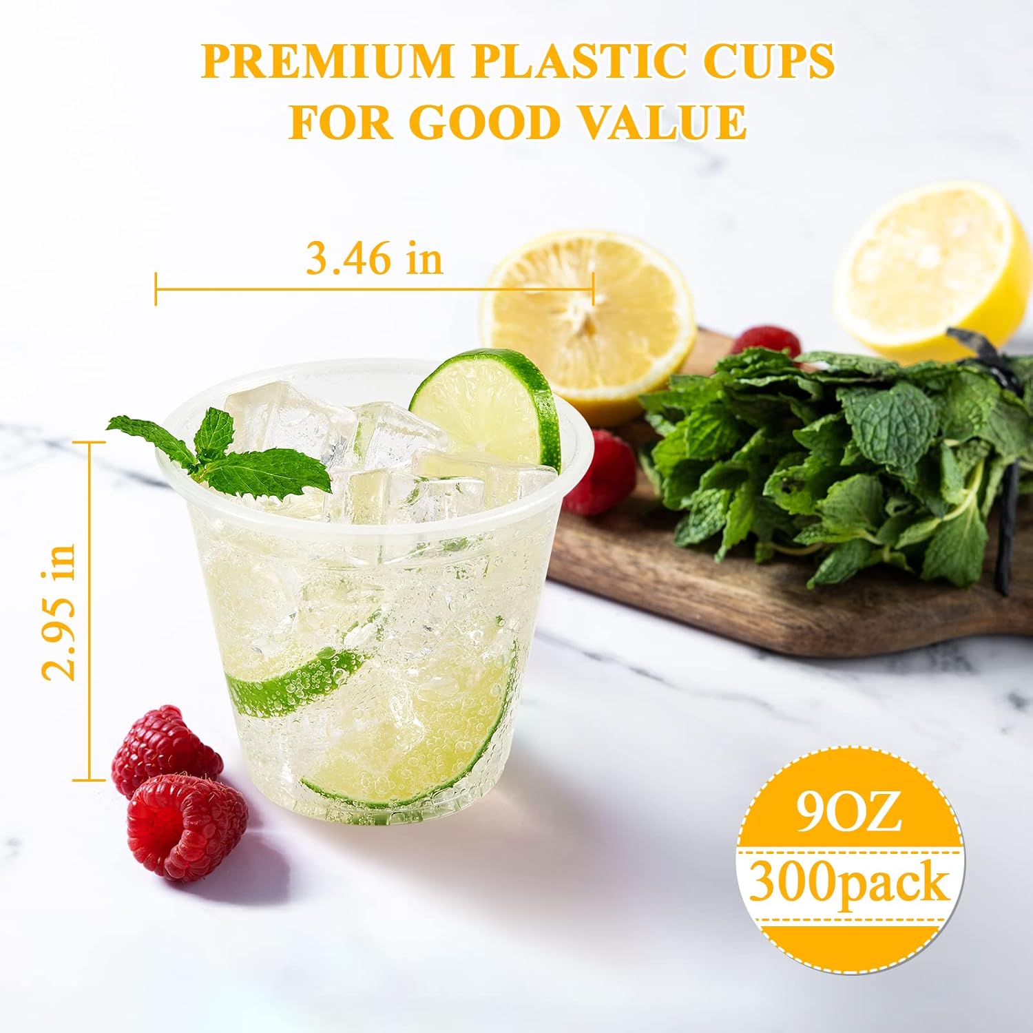 Lilymicky 300 Pack 9 Oz Clear Plastic Cups for Parties