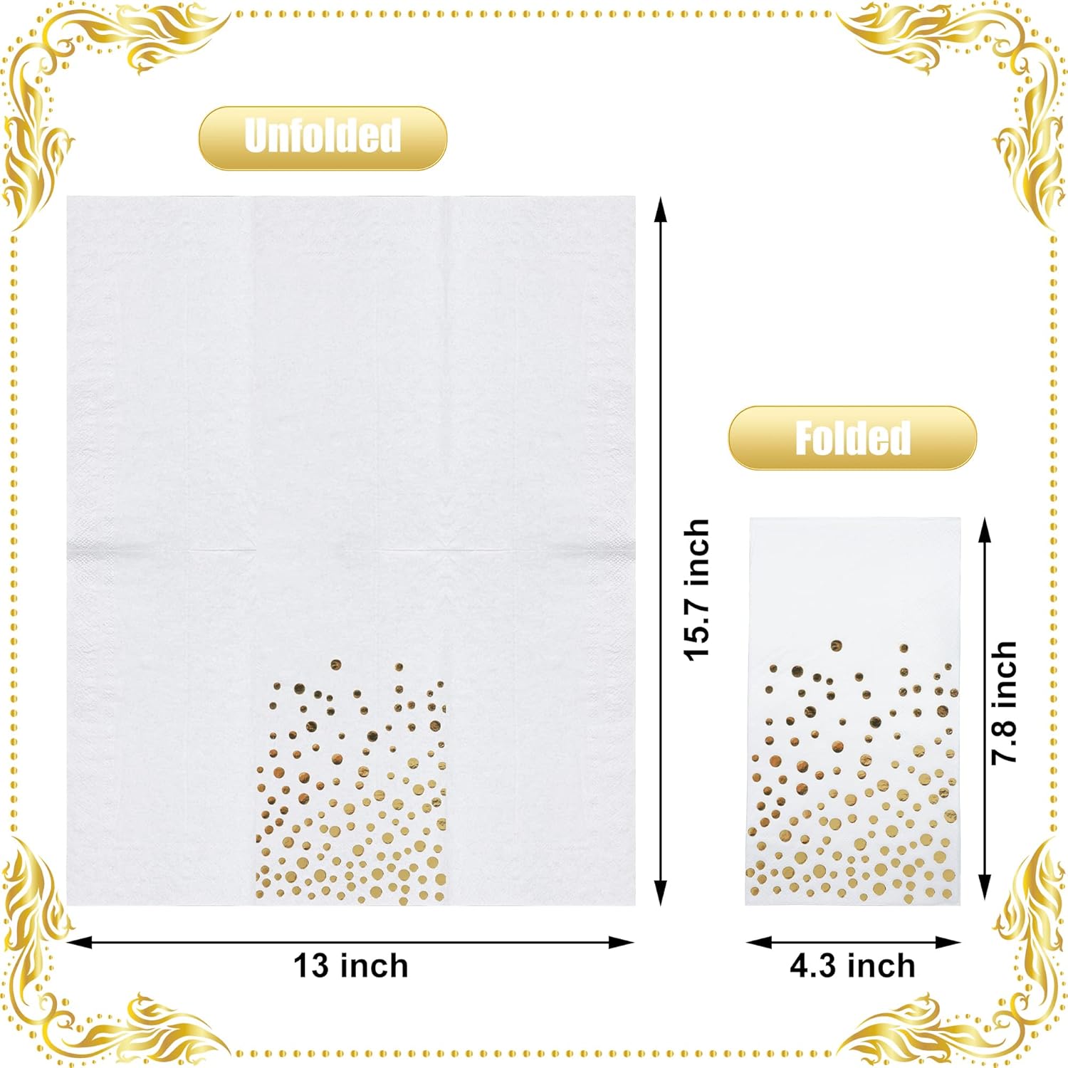 Gold Foil Napkins Pack of 120 for Weddings and Parties