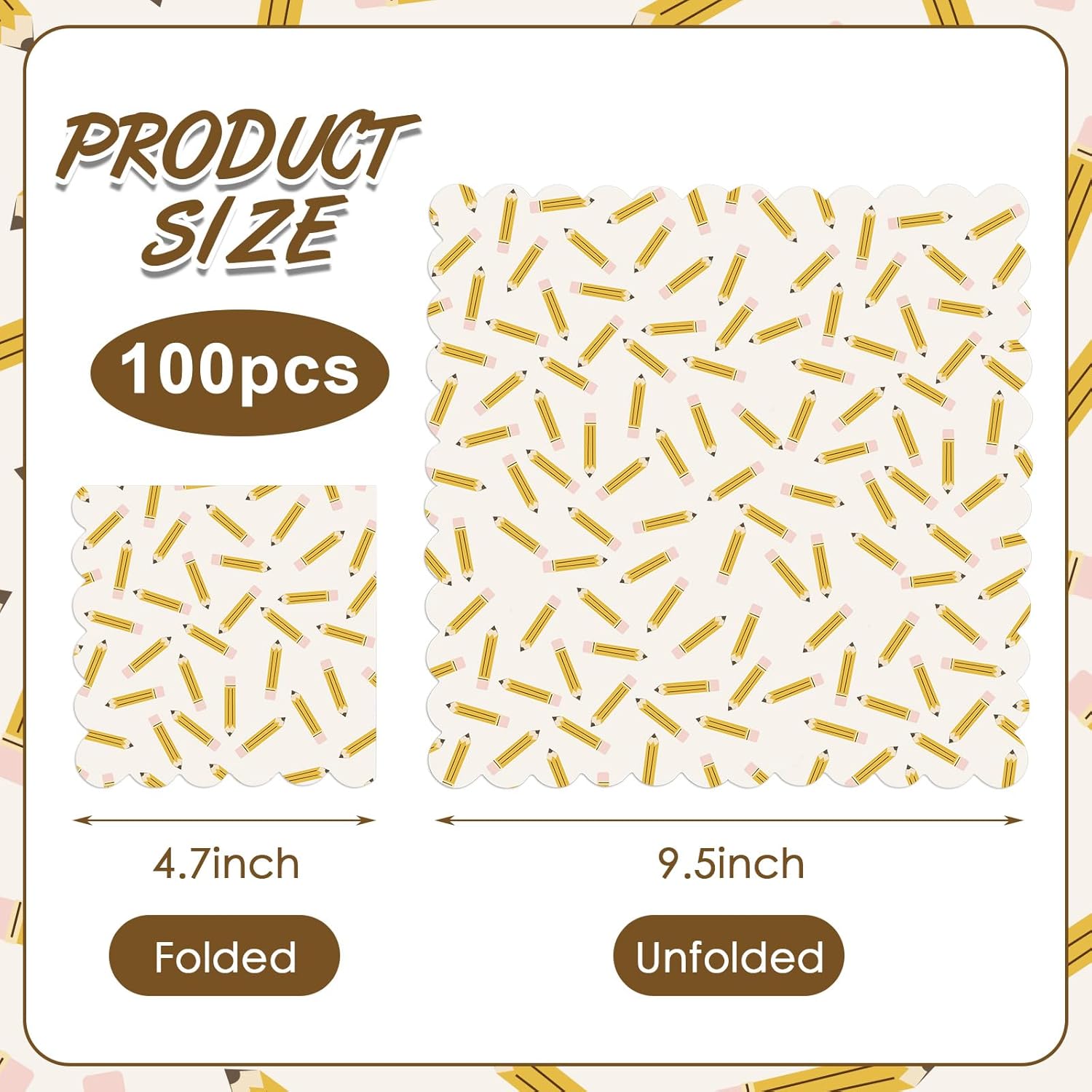 100 Pcs Mini Pencil Pattern Disposable Napkins