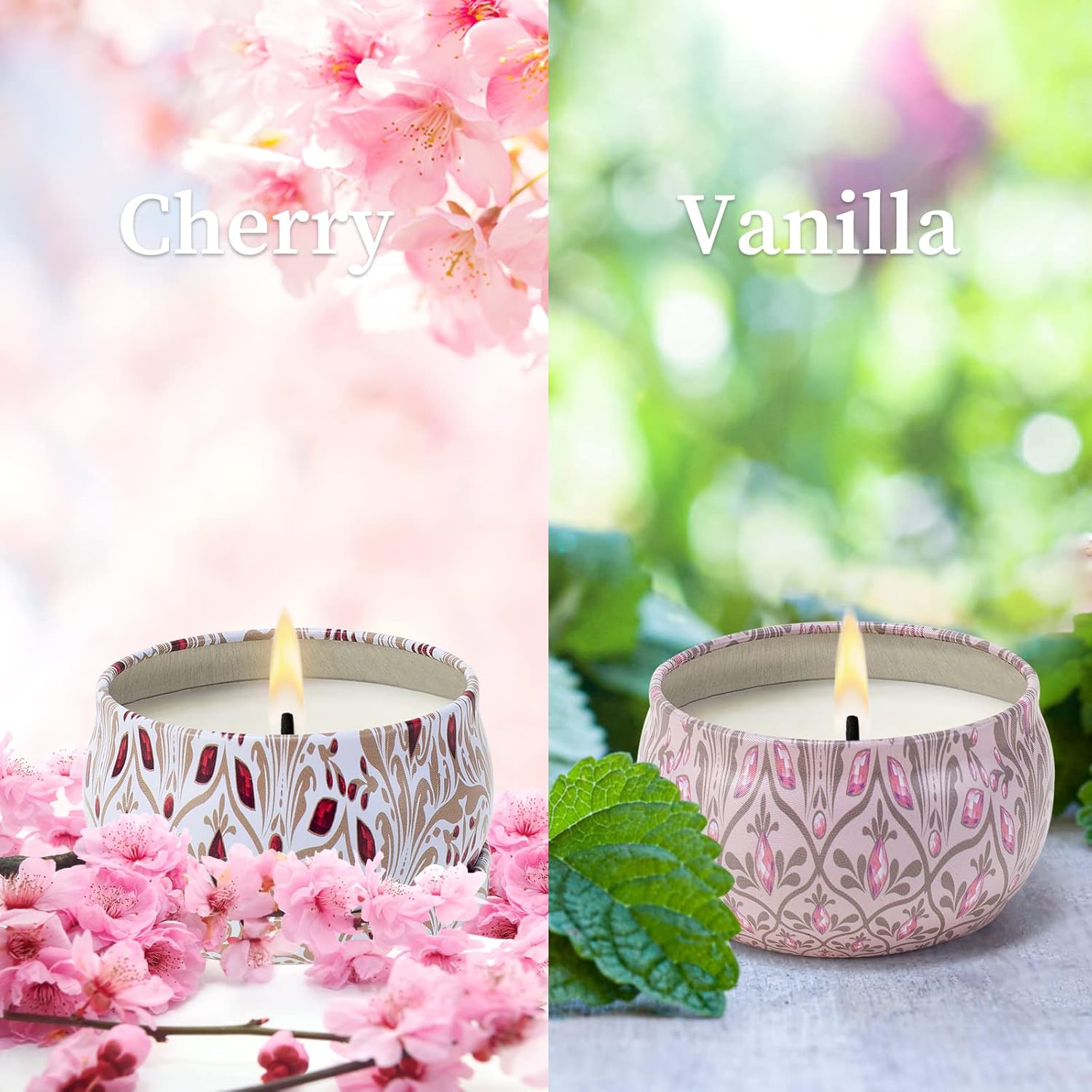 AGOL Aromatherapy Candles 2 Pack Natural Floral Cherry Vanilla Set