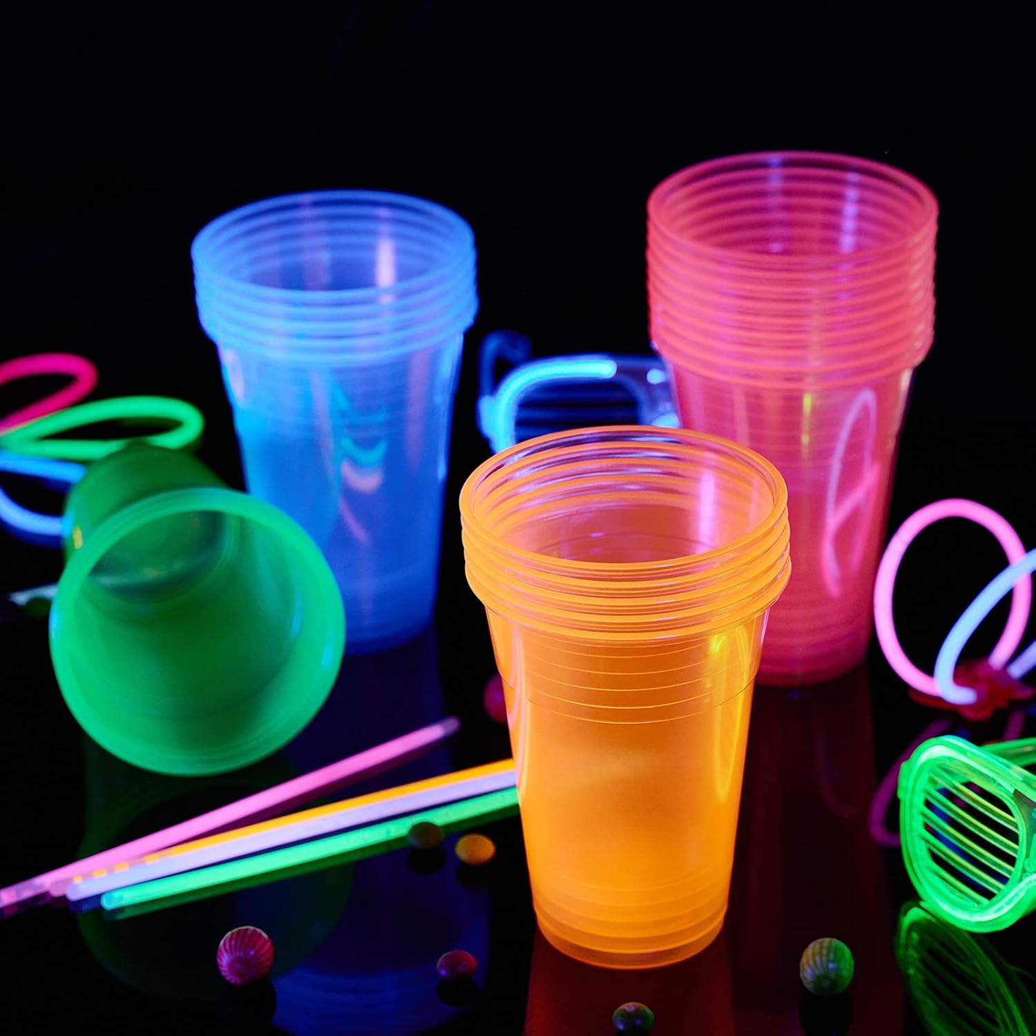 Lilymicky 100 Pack 16 oz Neon Plastic Cups for Parties
