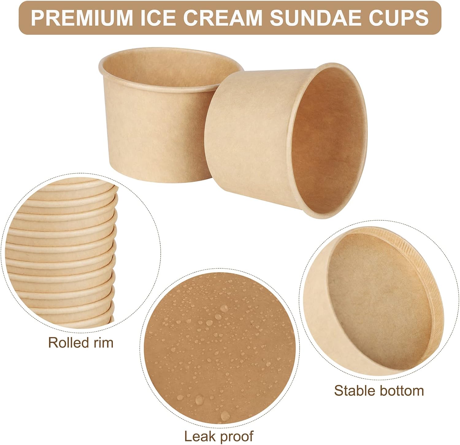 Ruisita 300 Pack 5 Ounce Paper Ice Cream Cups