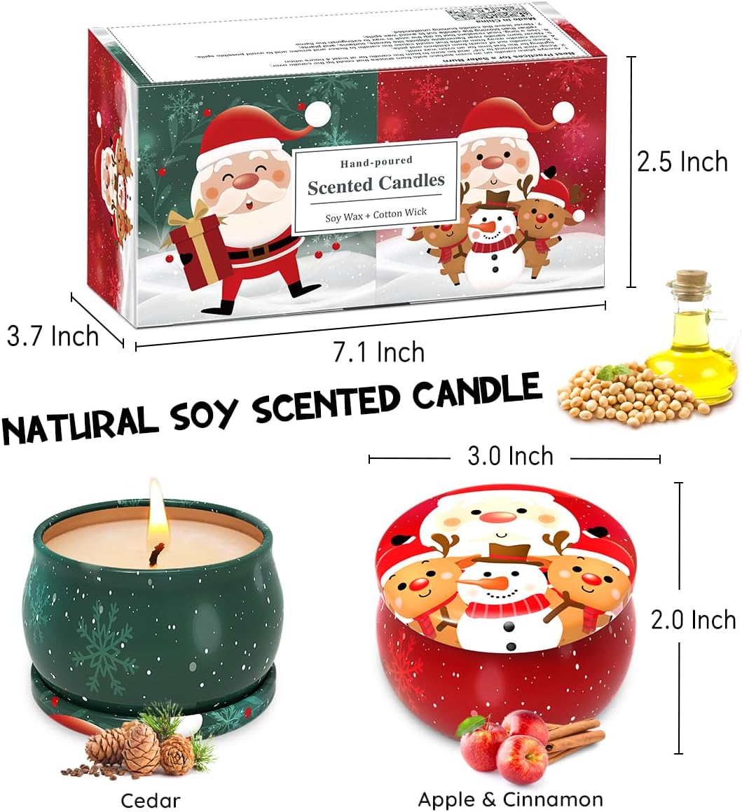 Set of 2 Soy Wax Aromatherapy Candles with Festive Design