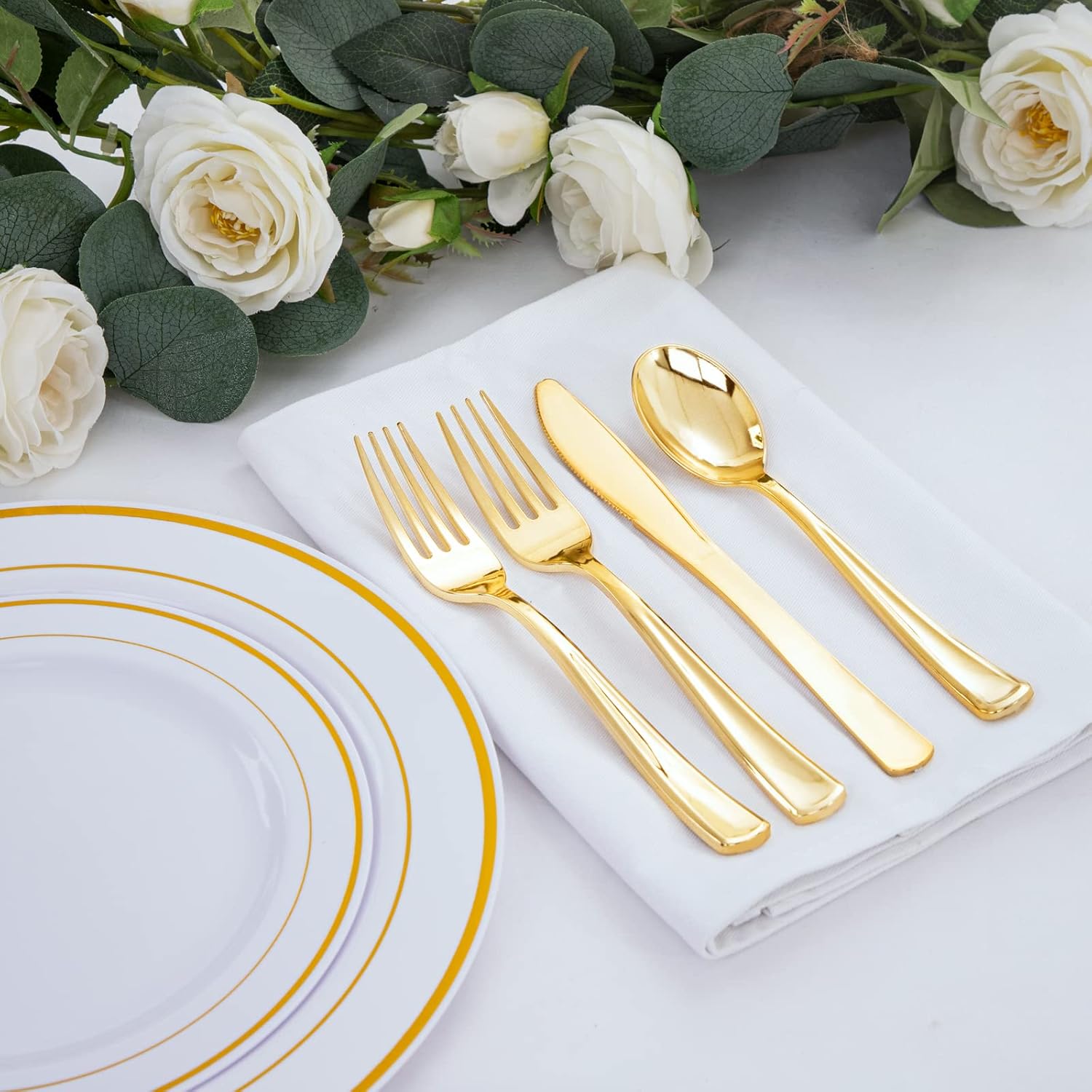 WDF 180 Piece Gold Plastic Cutlery Set
