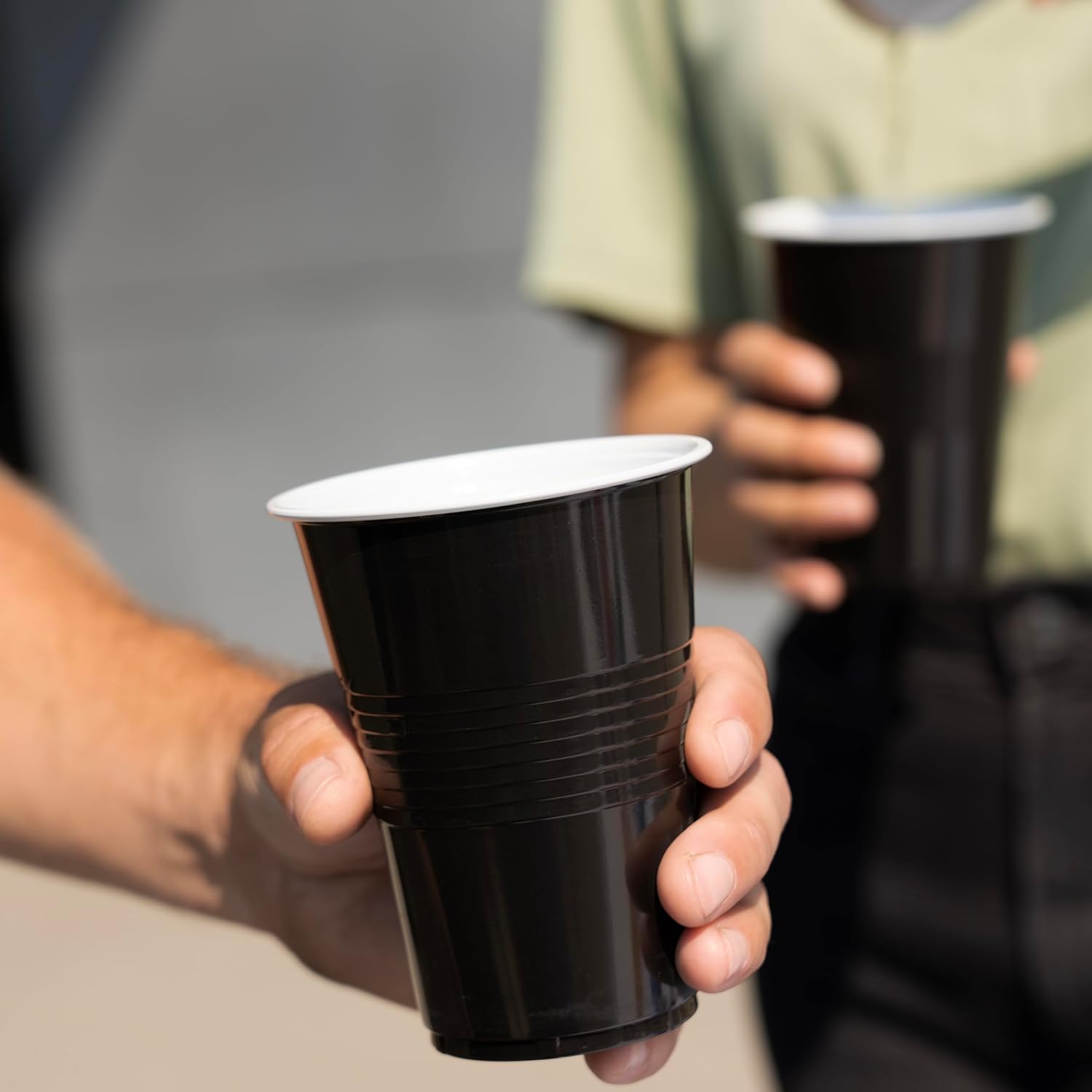 True Black 16oz Plastic Cups Set of 50 for Parties