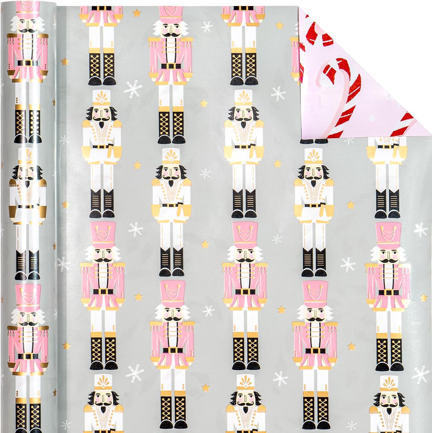 WRAPAHOLIC Reversible Christmas Wrapping Paper - 17x33ft Mini Roll