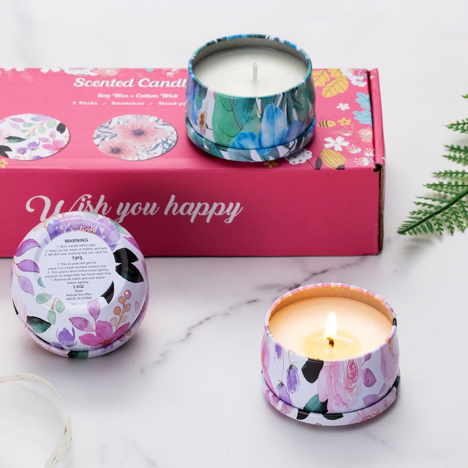 Hausware 3 Pack Scented Candles with 72H Burning Time