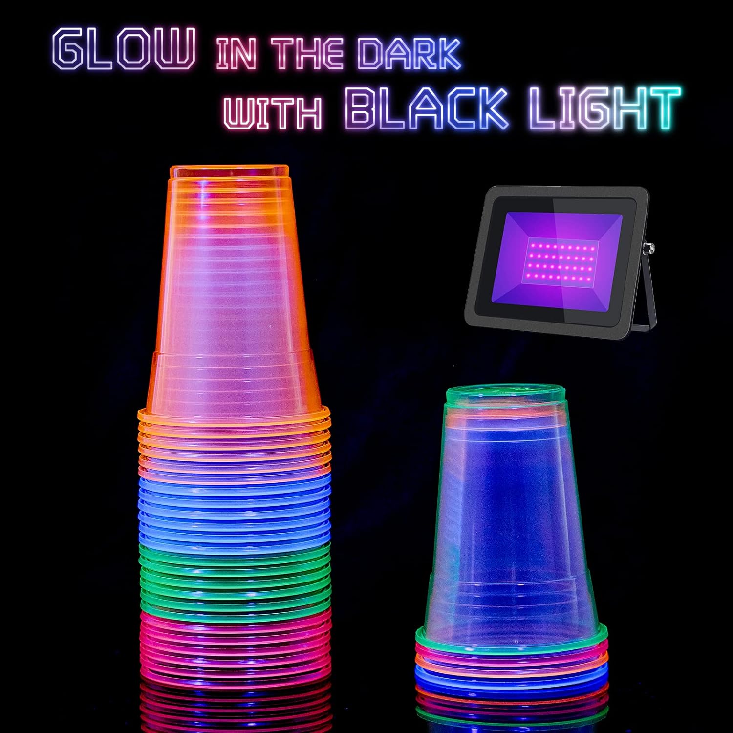 Lilymicky 100 Pack 16 oz Neon Plastic Cups for Parties