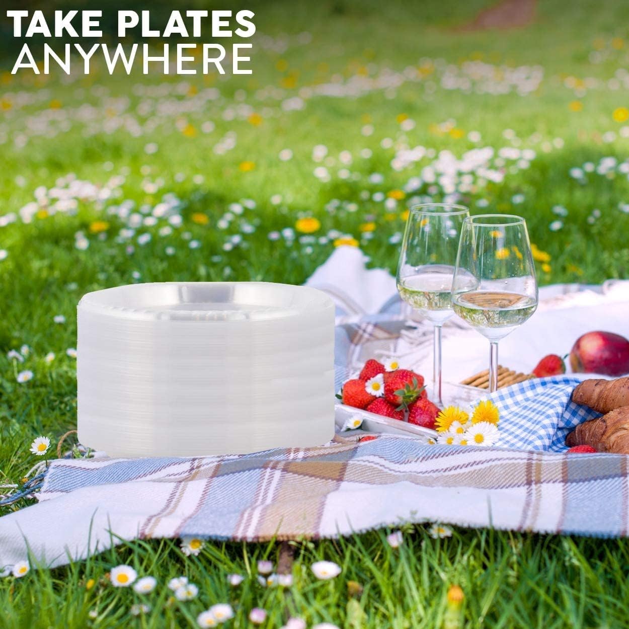 9 Inch Clear Plastic Plates 120 Pack by Framo