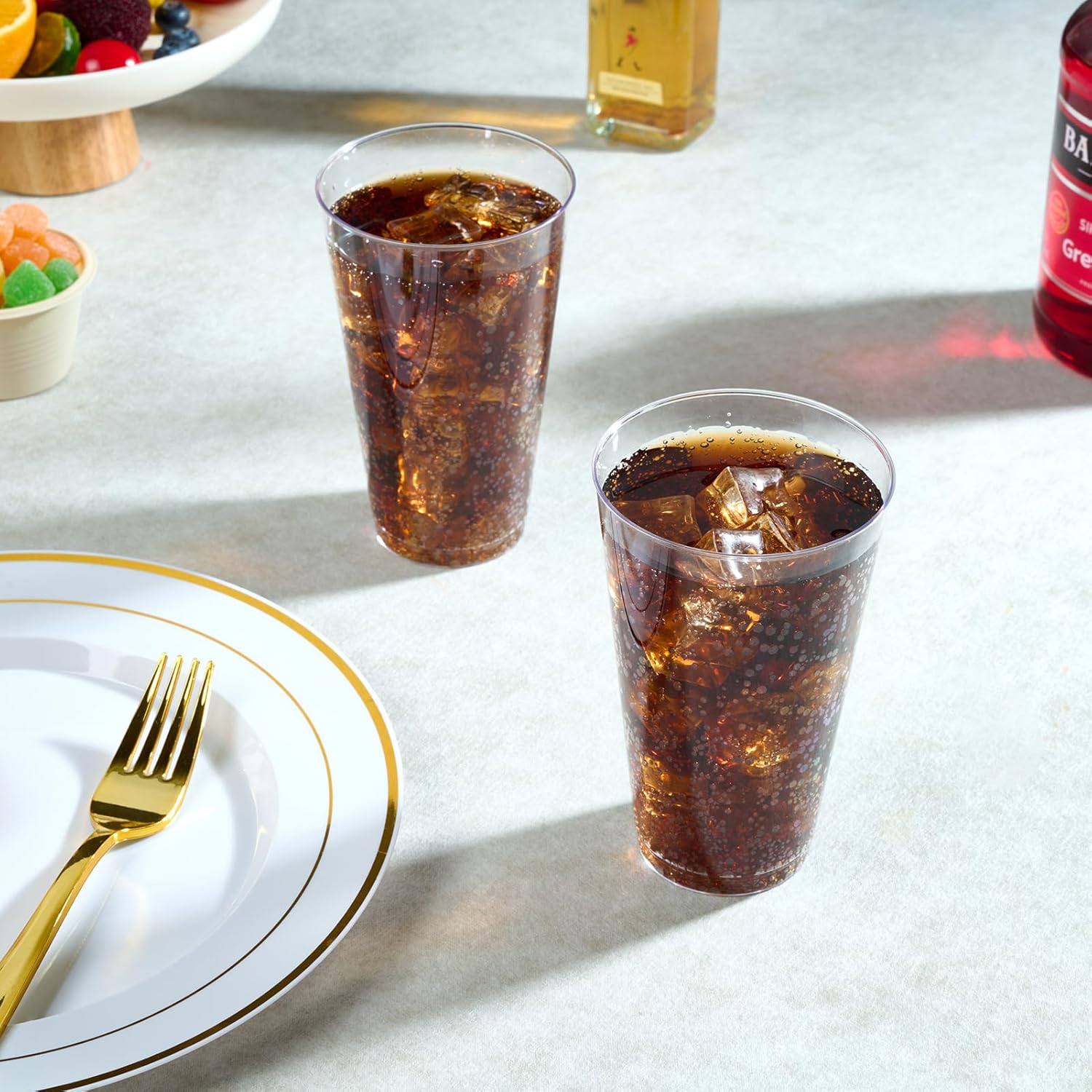 FOCUSLINE 100 Pack 16 Oz Clear Plastic Cups
