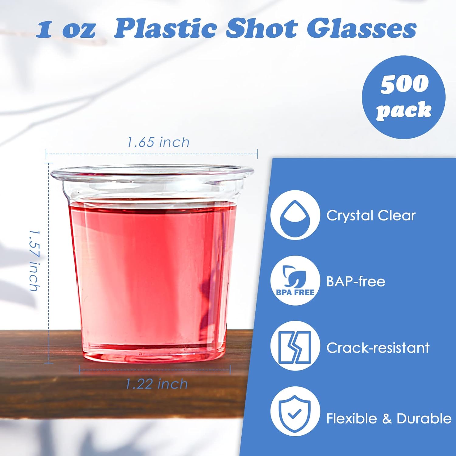 Lilymicky 500 Pack 1 Ounce Clear Shot Glasses