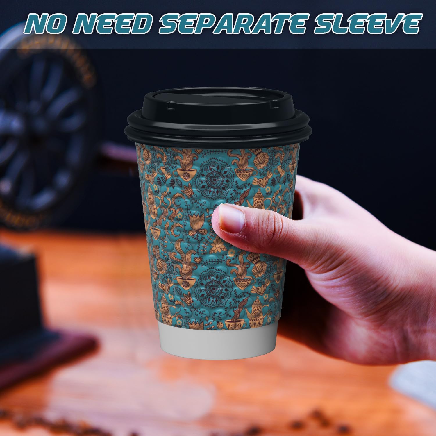 Qunclay Disposable Paper Coffee Cups with Lids 12 oz