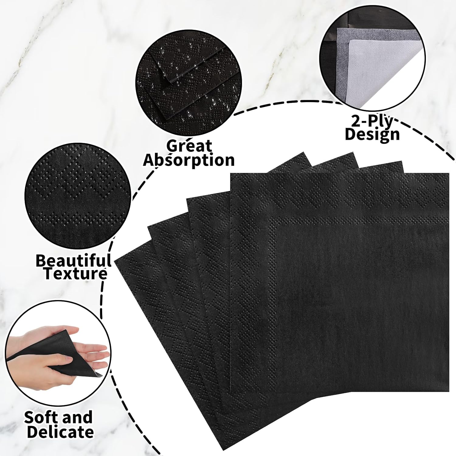 120 Pcs Black Cocktail Napkins for Parties