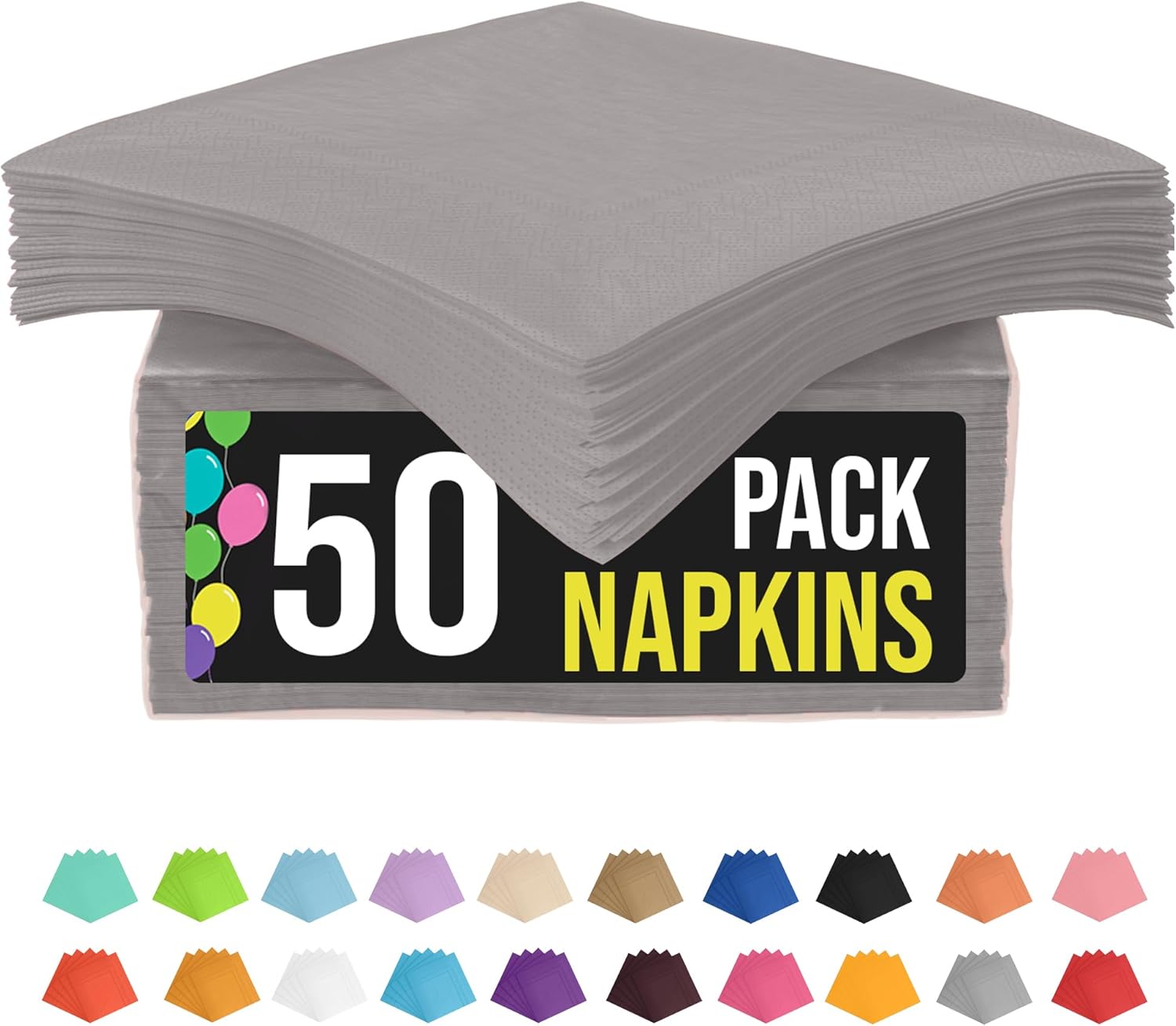 Exquisite 50 Pcs 2 Ply Silver Disposable Napkins for Parties