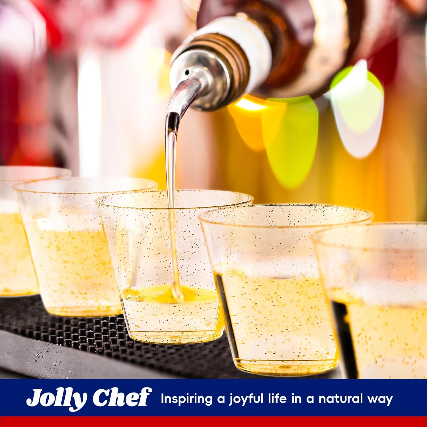 JOLLY CHEF 50 Pack Glitter Plastic Cups 9 oz