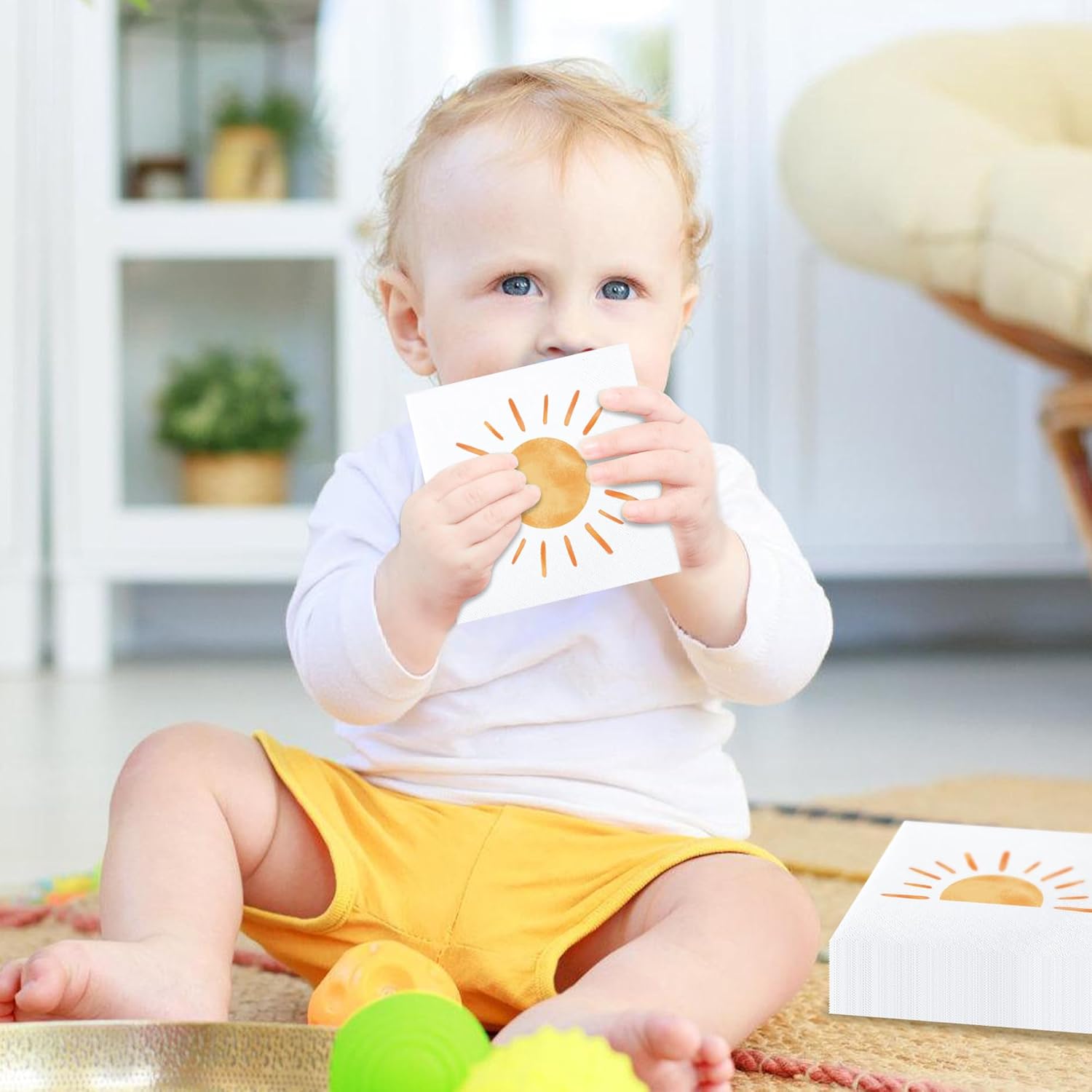 100 PCS Boho Sun Paper Napkins for Birthday Party