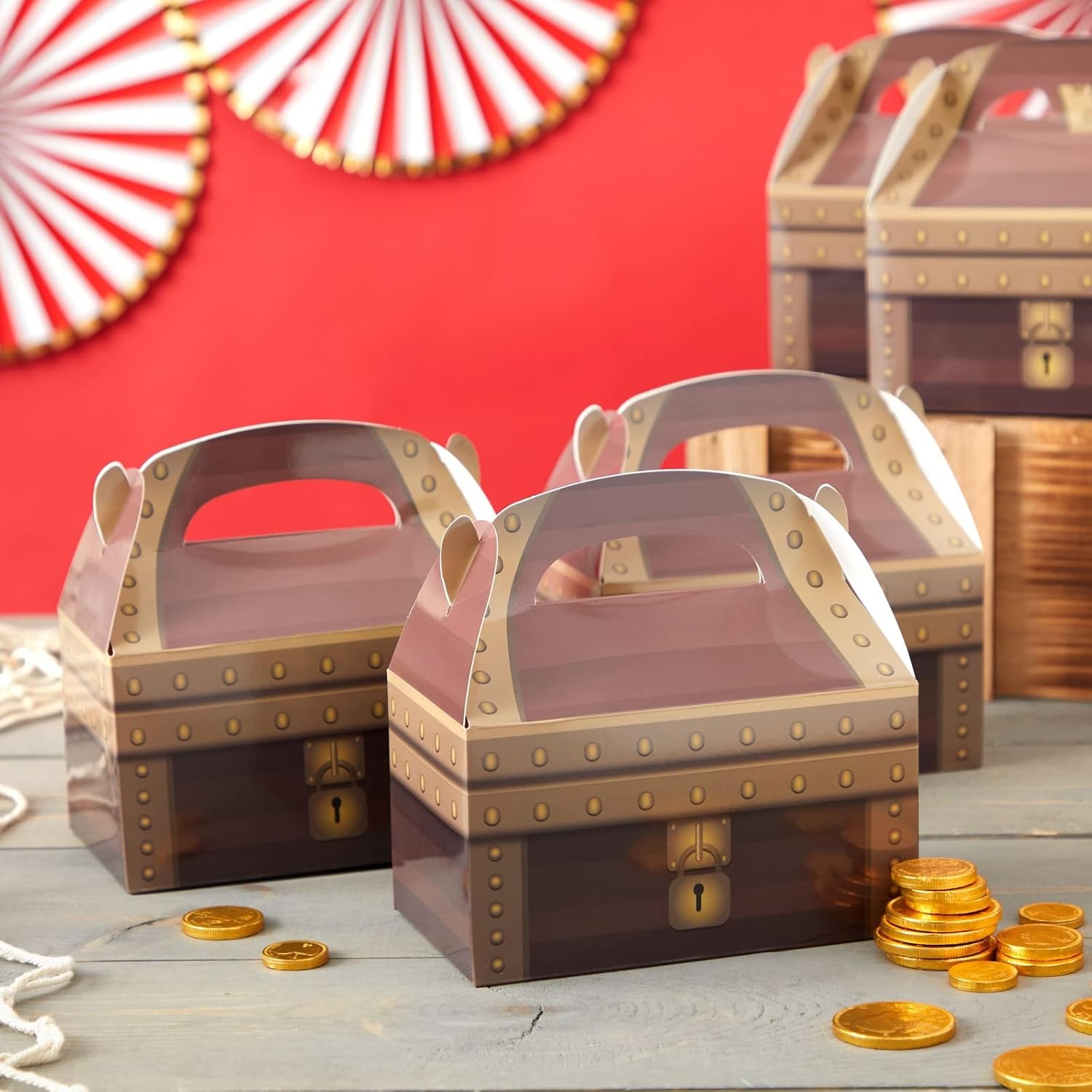 BLUE PANDA Pirate Theme Treat Boxes 24-Pack