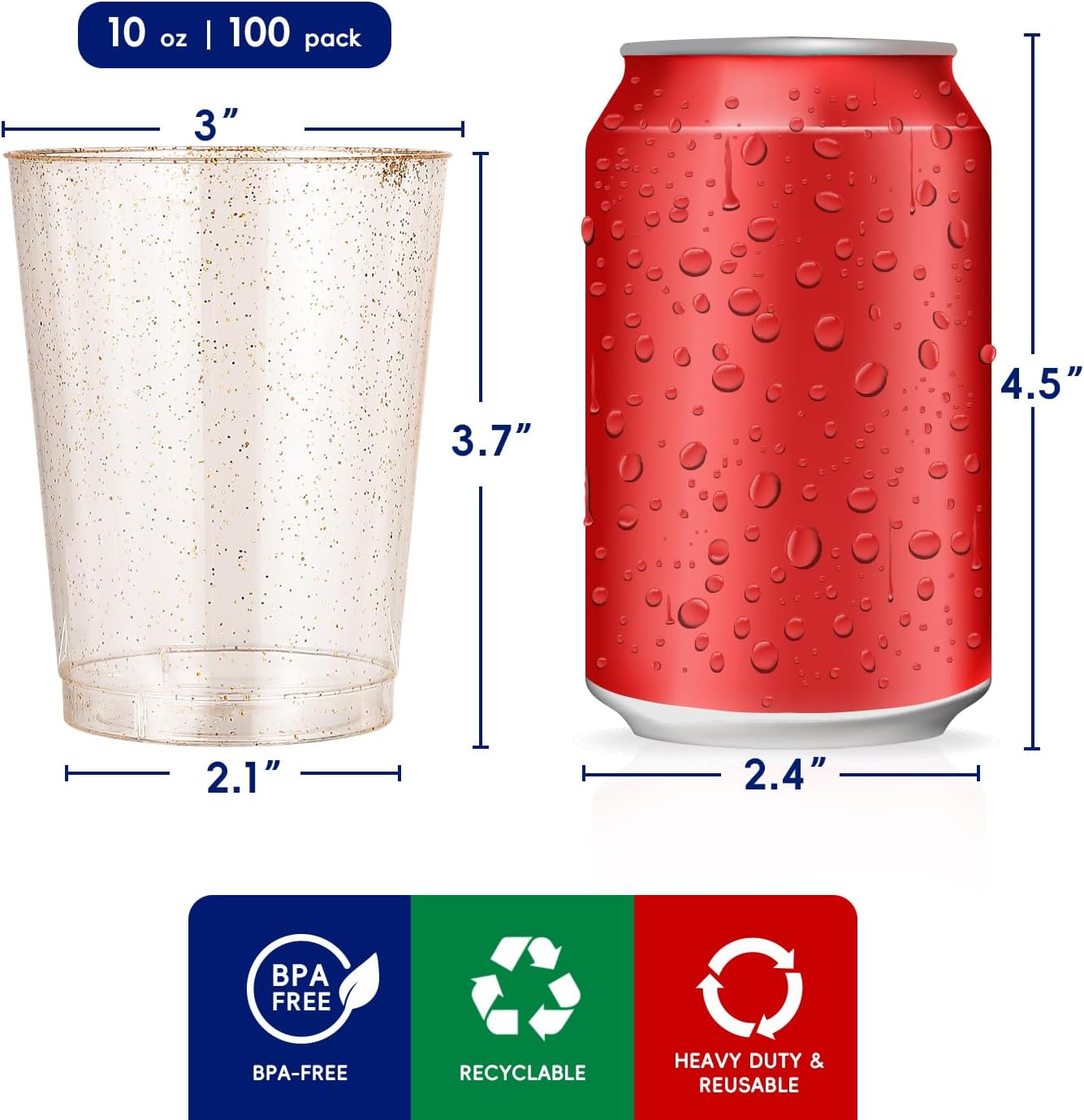 JOLLY CHEF 100 Pack 10 Oz Gold Plastic Cups