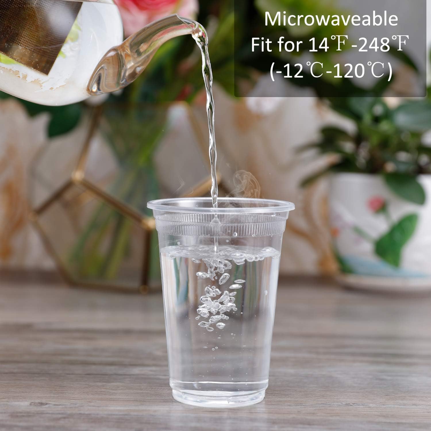 100 Pack 12 Oz Clear Plastic Cups for Home Office Outdoors
