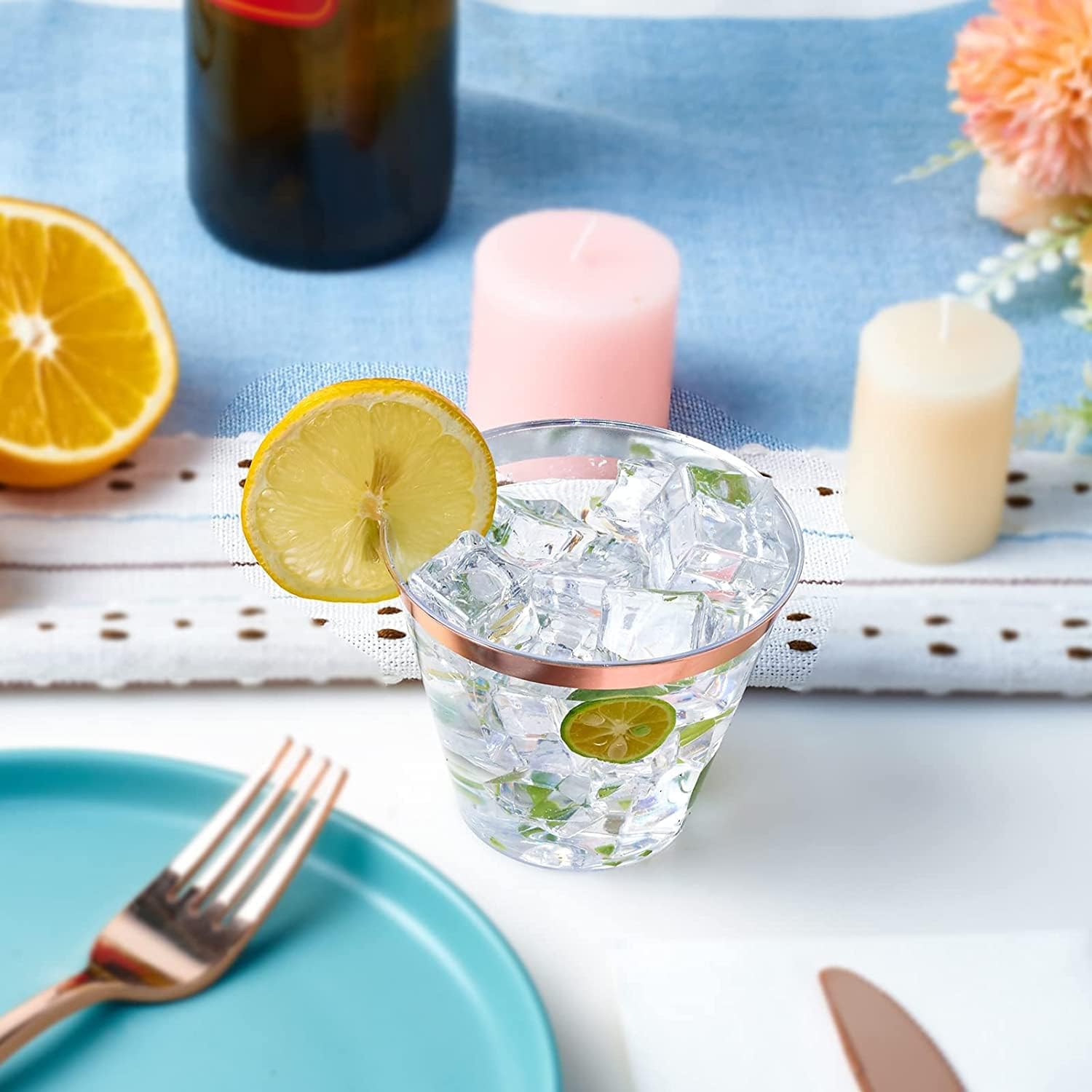 JOLLY CHEF 100 Pack Rose Gold Plastic Cups