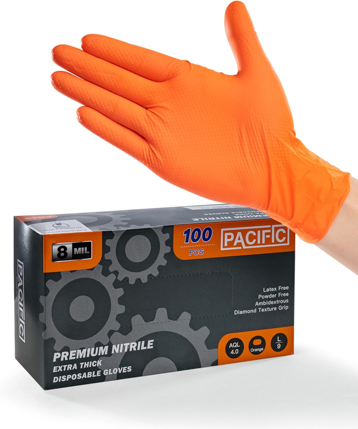 PACIFIC PPE Strength Nitrile Gloves 8 Mil Diamond Texture