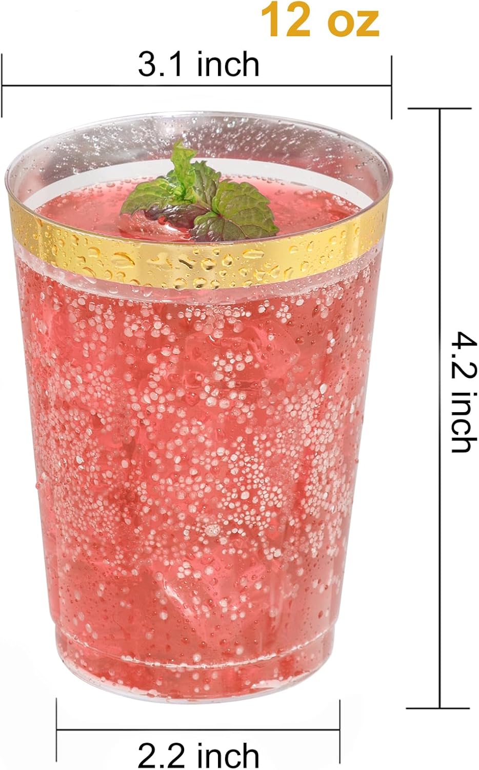 50 Pack 12 Oz Gold Plastic Cups for Parties and Weddings