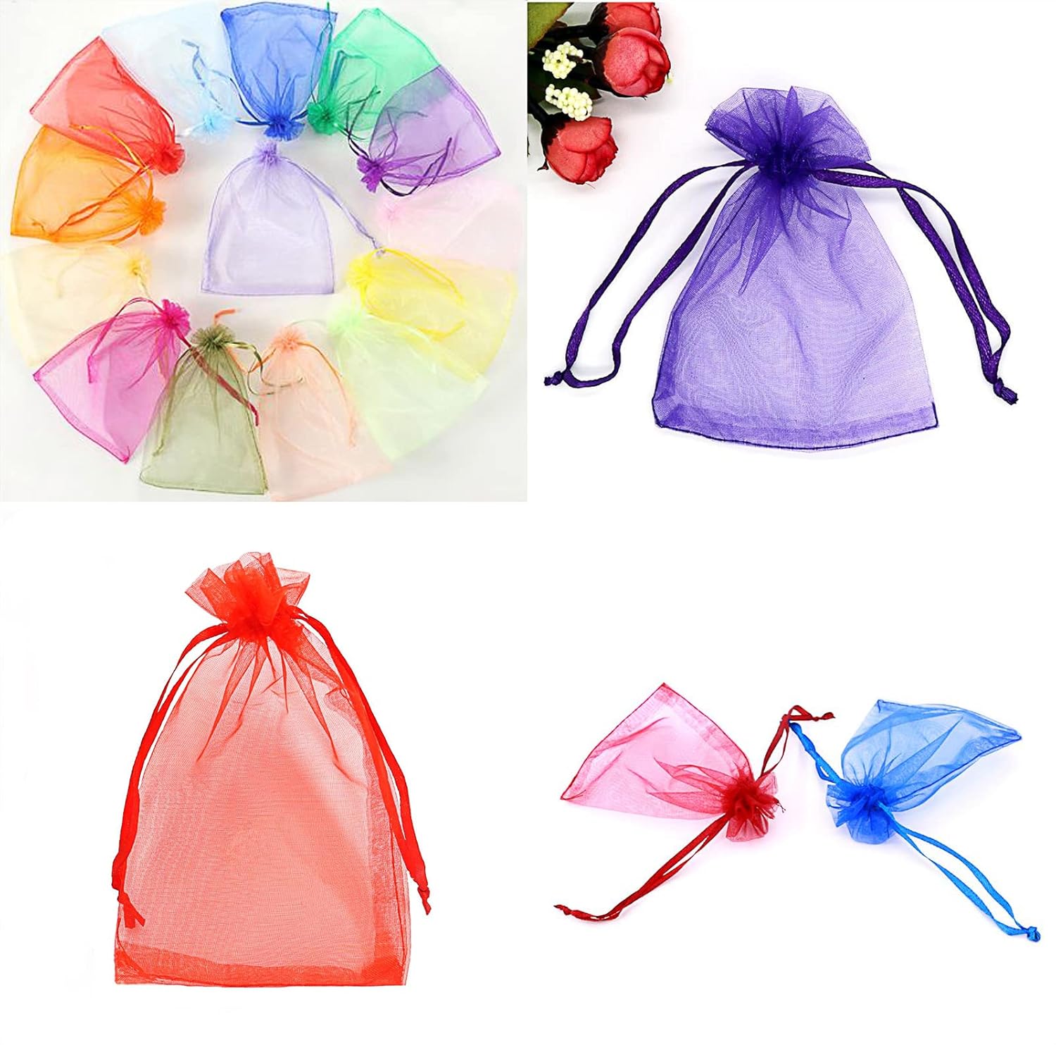 SAOYOAS 100Pcs 4x6 Inch Drawstring Organza Bags
