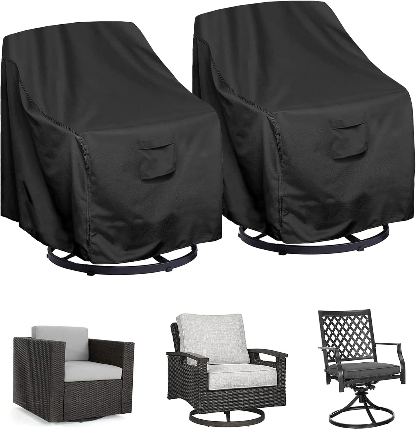 WOMACO Patio Swivel Chair Cover 31x31x38 2 Pack