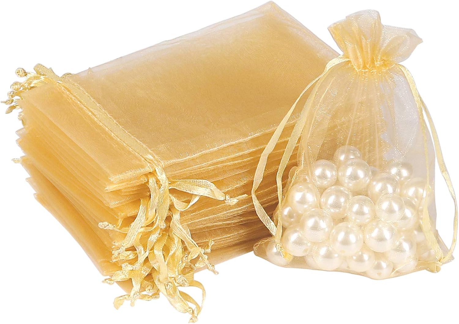 HRX Package 100pcs Gold Organza Gift Bags