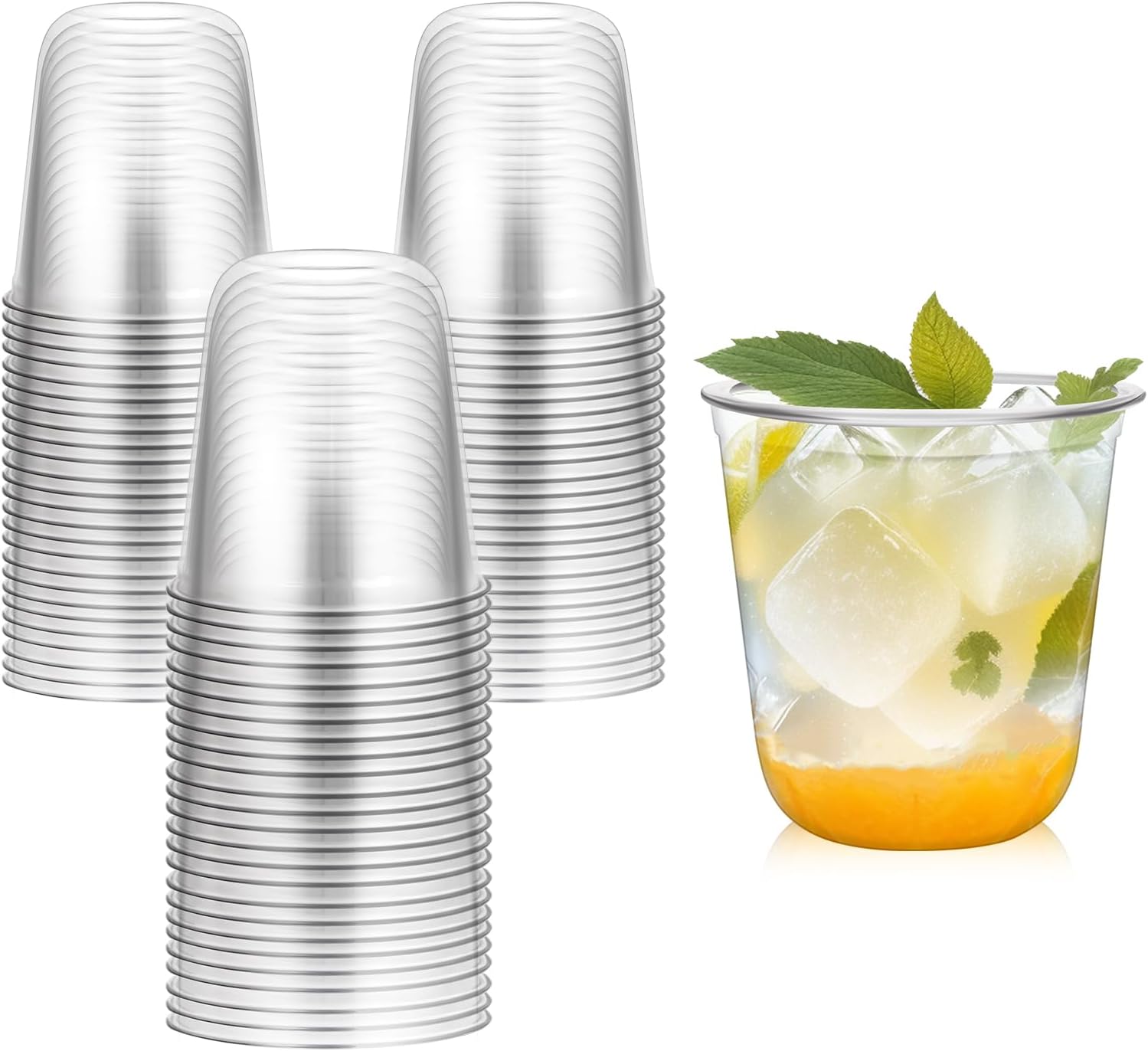 RMERVE 50 Pcs Clear 12oz Disposable Stemless Glasses