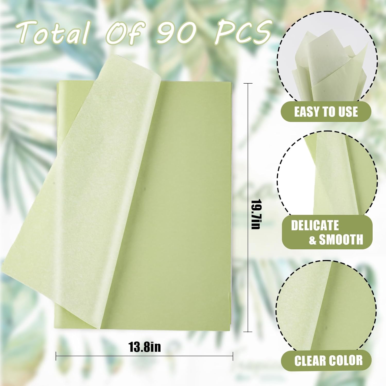 90 Sheets Sage Green Tissue Paper for Gift Wrapping
