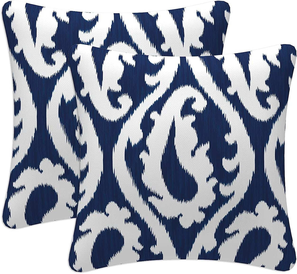 Fabritones 2 Pack Navy Paisley Outdoor Throw Pillows with Inserts 18x18 Inch