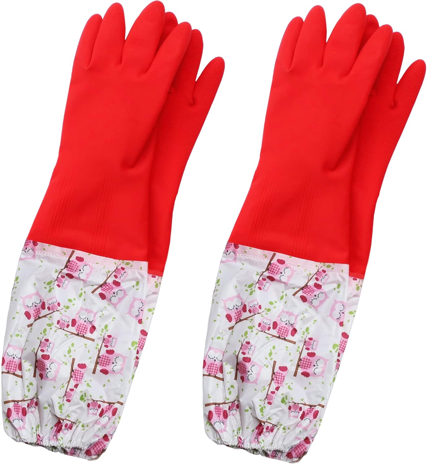 Reusable Waterproof Latex Rubber Gloves with Fleece Lining 2 Pairs