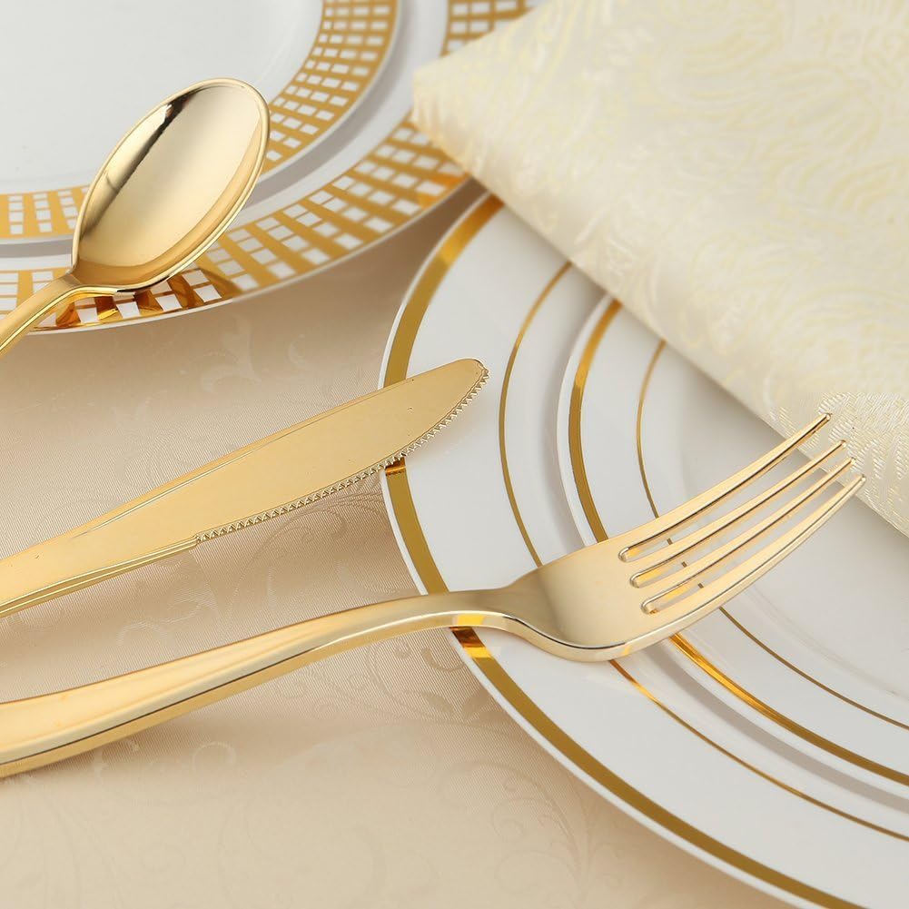 WDF 180 Piece Gold Plastic Cutlery Set