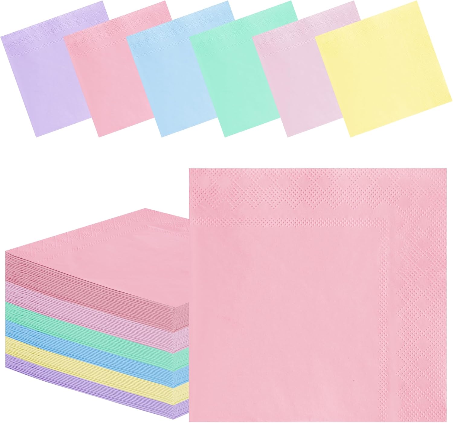 120 PCS Pastel Rainbow Party Napkins 3 Ply