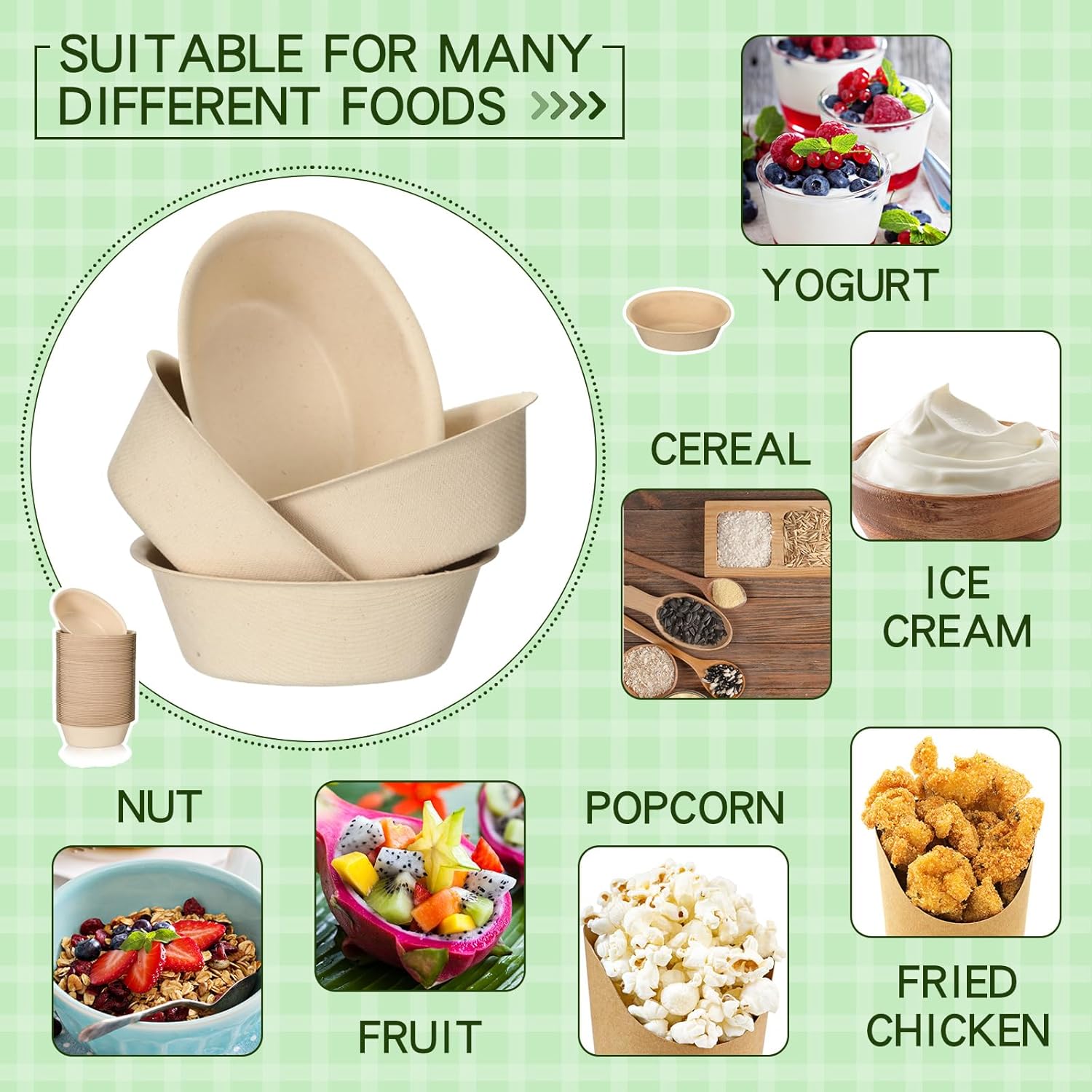 Dandat 6 Oz 250 Pack Disposable Paper Bowls