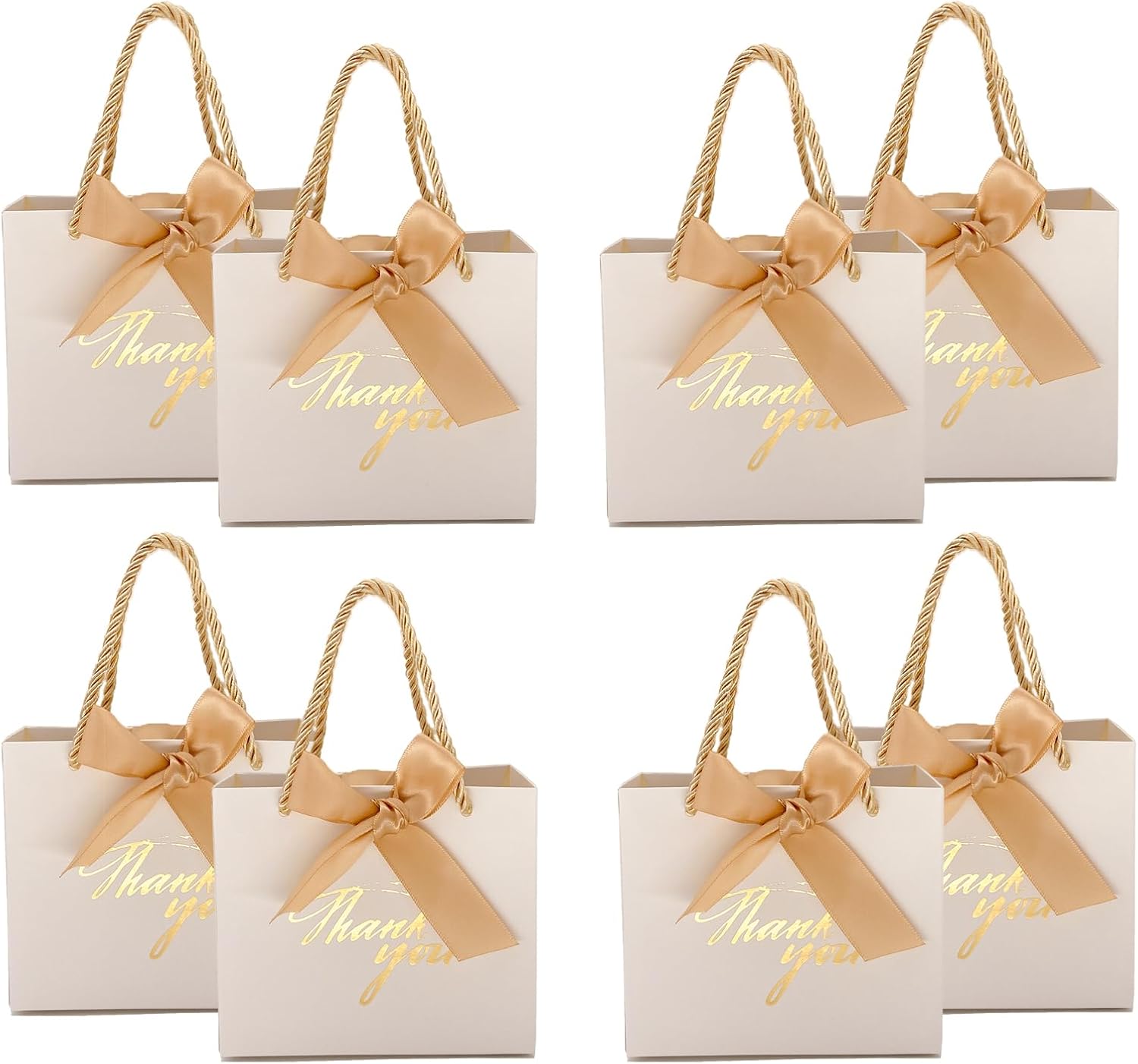 TKSBAG 50 Pack Mini White Gift Bags with Handles