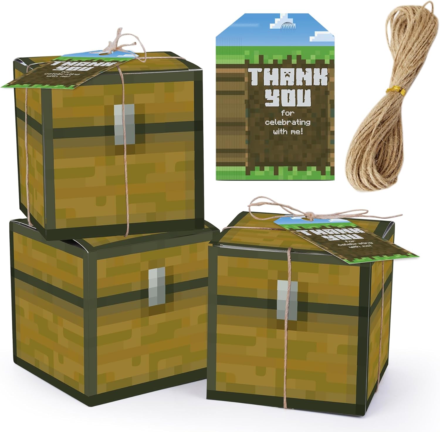 HOMEZZO Pixel Game Party Favor Boxes Set of 16