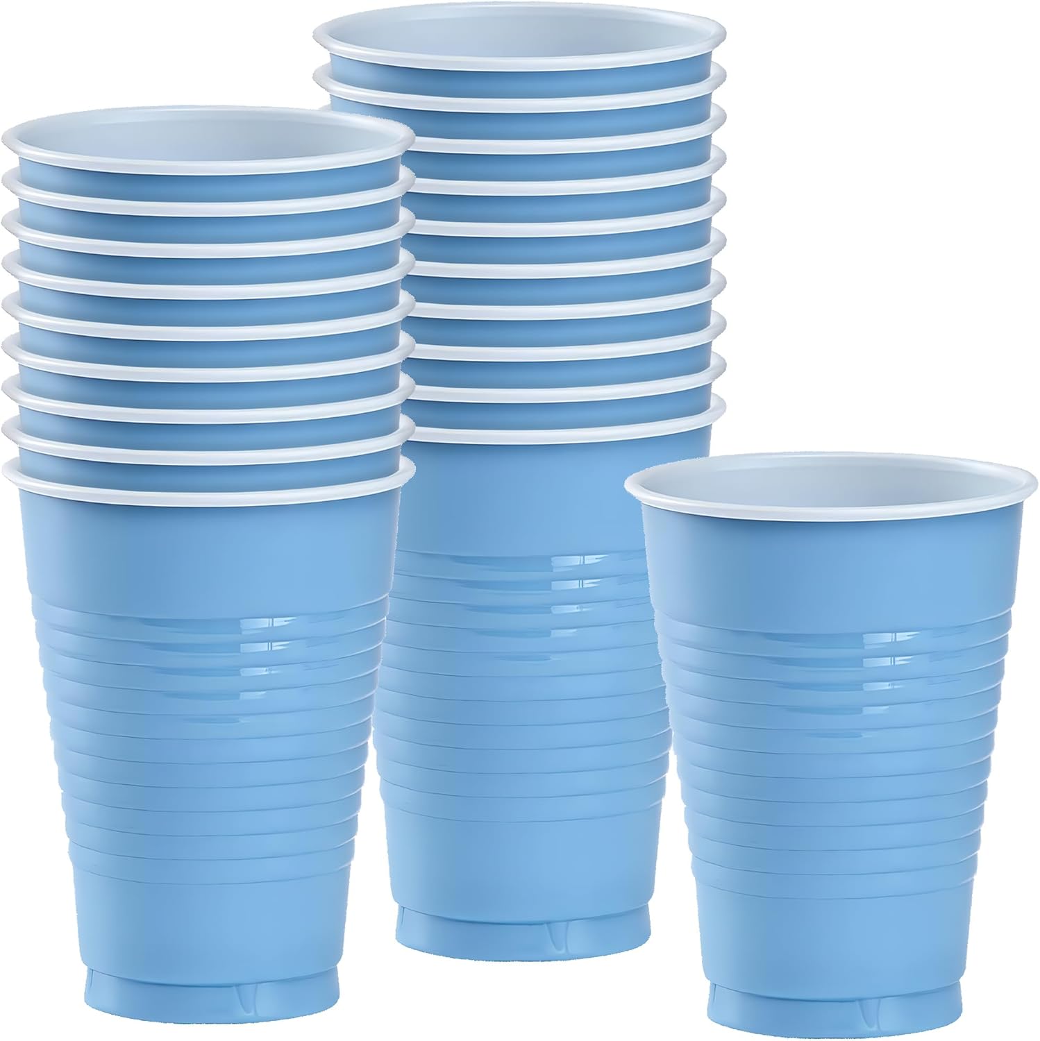 Light Blue Solid Plastic Party Cups 12 Oz 20 Count