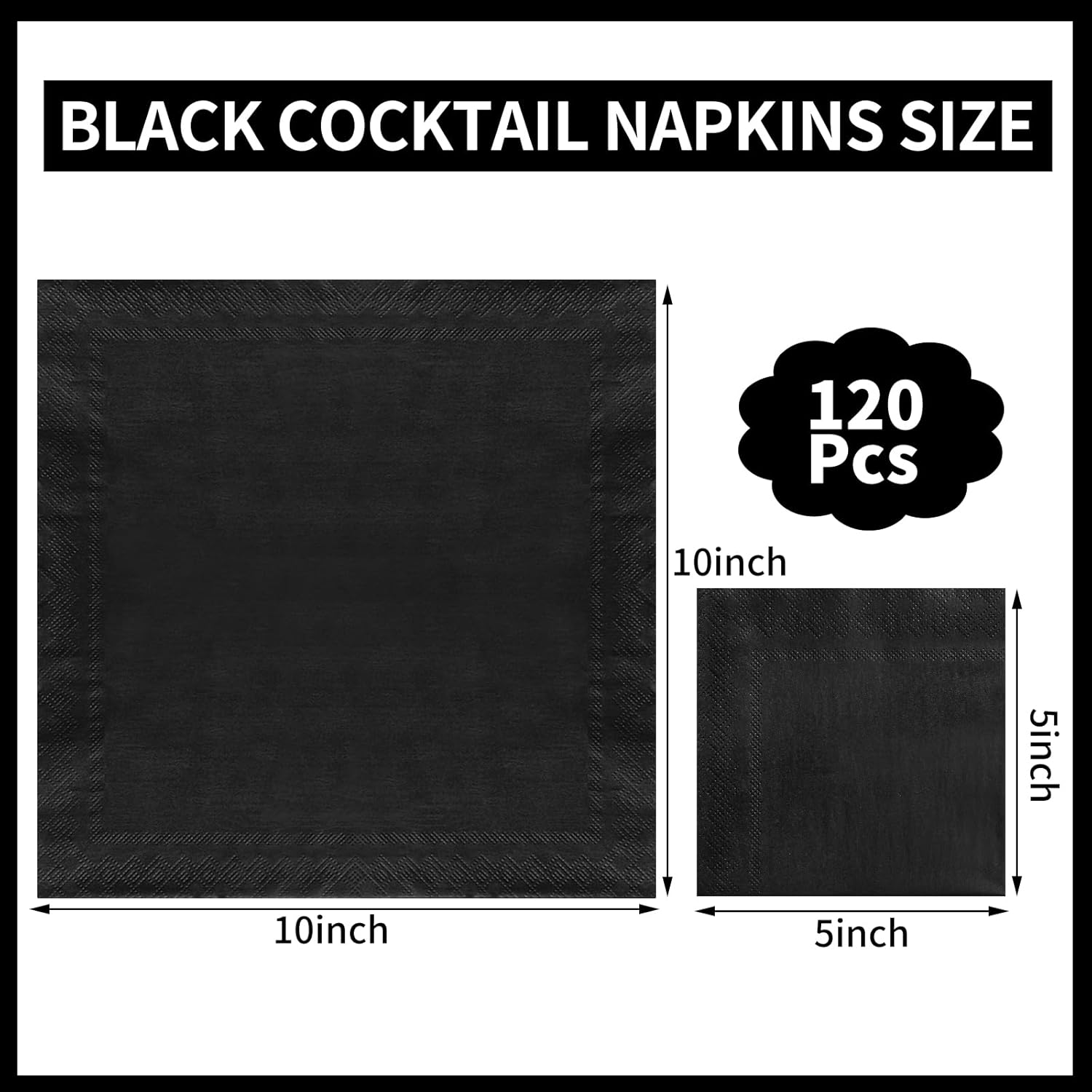 120 Pcs Black Cocktail Napkins for Parties