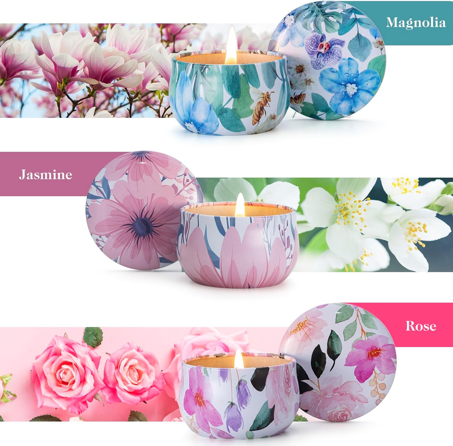 Hausware 3 Pack Scented Candles with 72H Burning Time