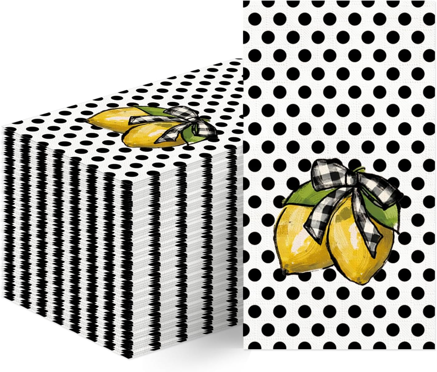 TAJWE 100 Count Black Polka Dots Disposable Napkins