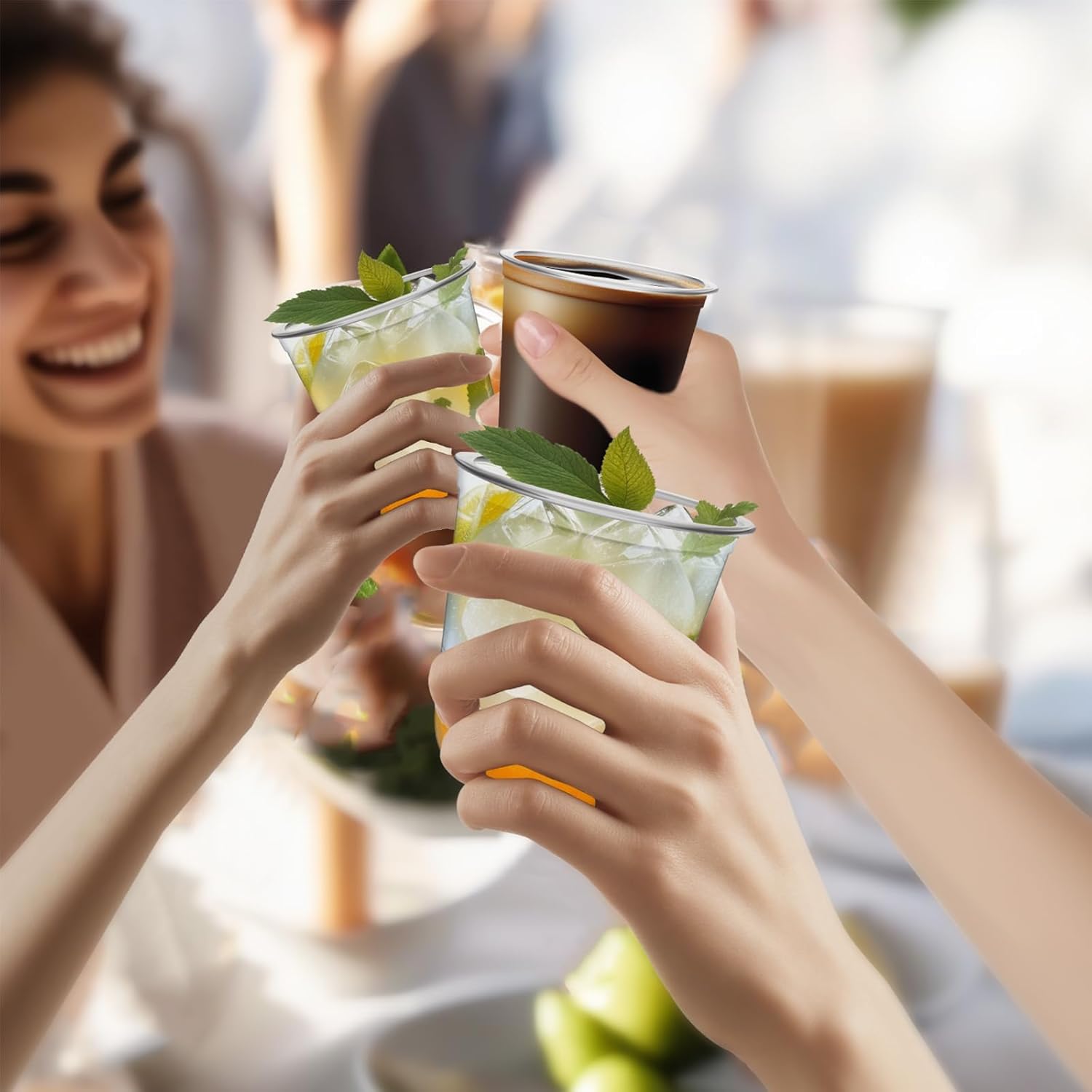 RMERVE 50 Pcs Clear 12oz Disposable Stemless Glasses